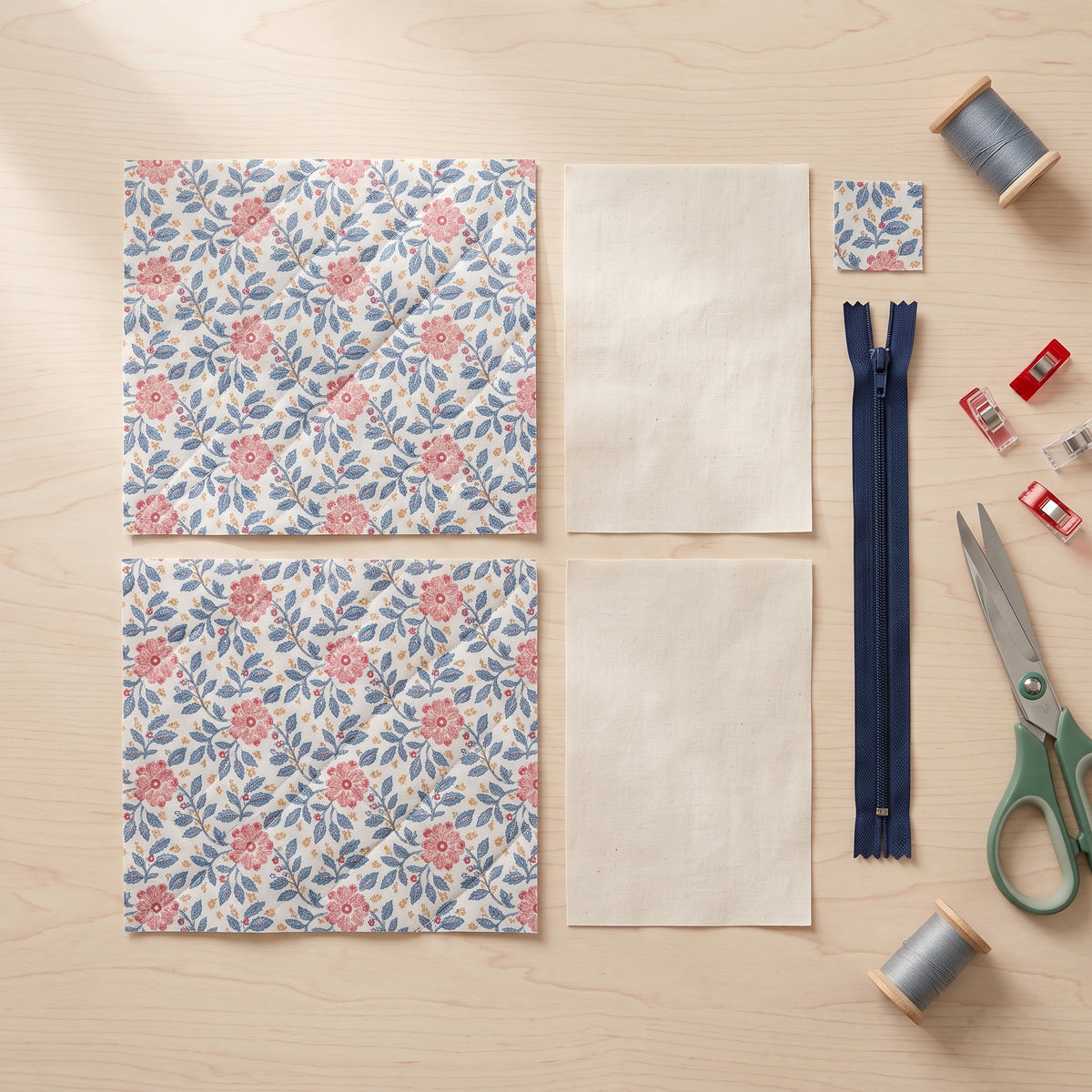 Quilted Zip Pouch Sewing Pattern PDF | Boxy Makeup Bag in 3 Sizes | Fat Quarter Friendly | Beginner Zipper Pouch