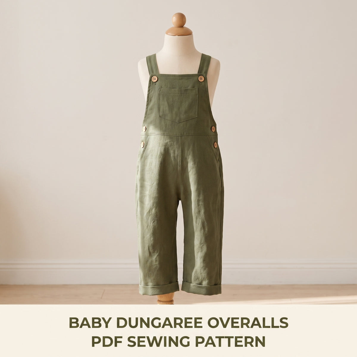 Baby Dungarees Sewing Pattern PDF | Toddler Overalls NB to 4Y | Adjustable Straps, Elastic Back | A0, A4 & US Letter Files