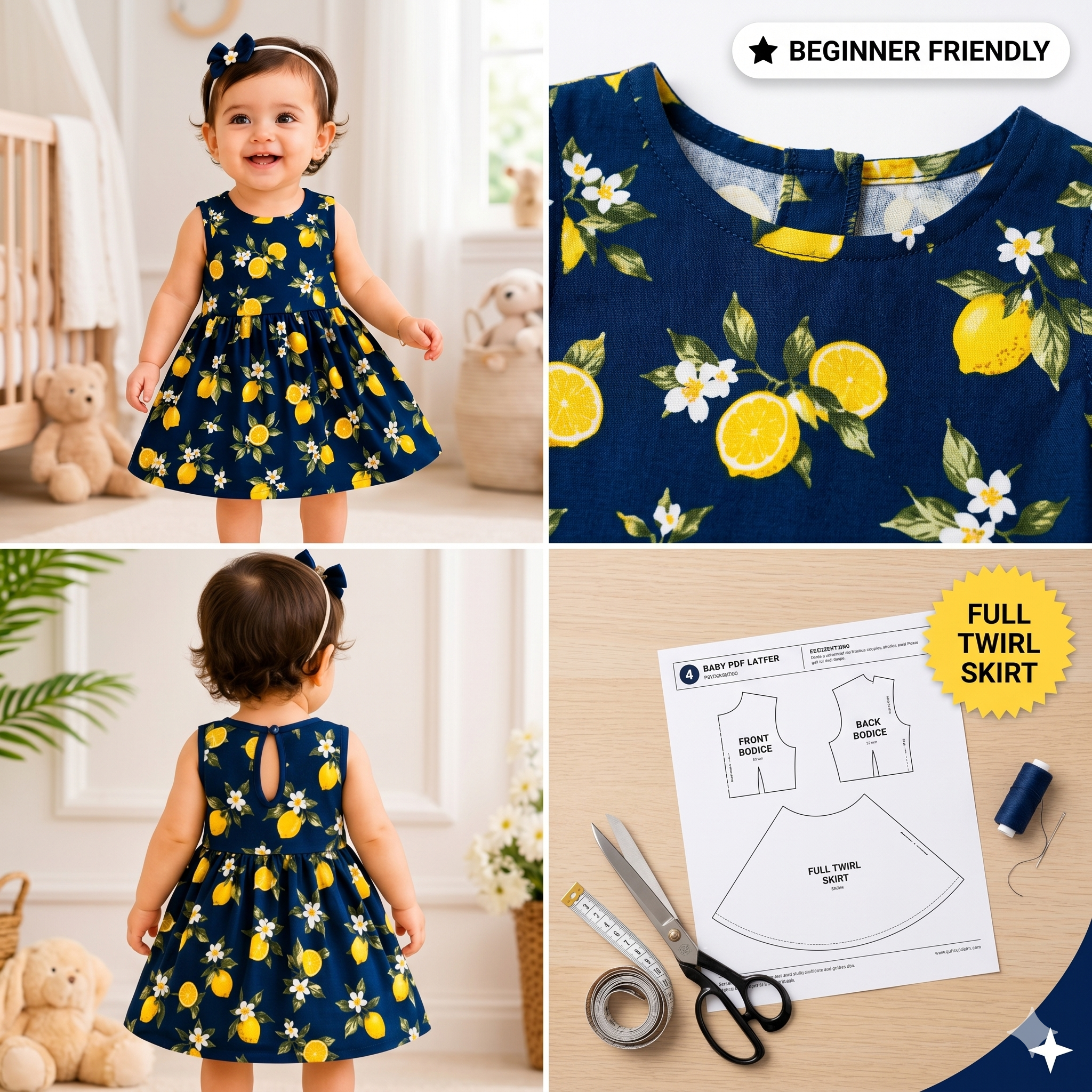 Baby Frock Sewing Pattern PDF, Kids Sewing Pattern, Girls Sleeveless Dress Tutorial, Toddlers Sewing, A0 A4 Patterns, Instant Download