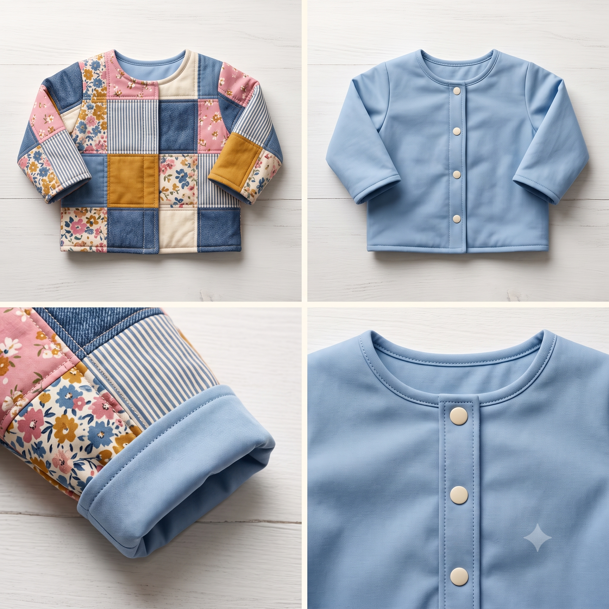 Reversible Baby Jacket PDF Sewing Pattern, Patchwork Baby Jacket Pattern, Newborn to 5 Years, 10 Sizes Instant Download