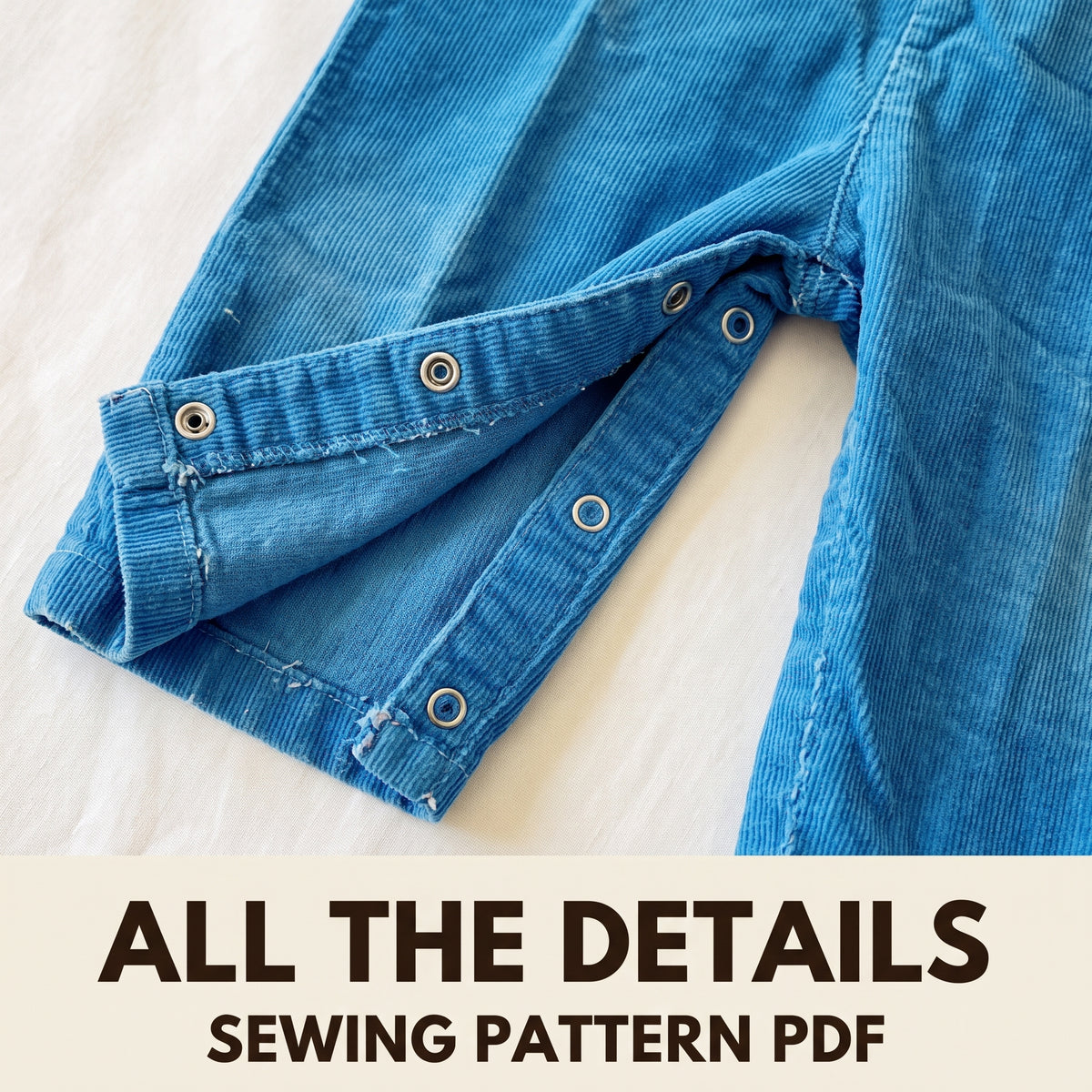 Baby Overalls Sewing Pattern PDF, Corduroy Dungarees with Bib and Snap Crotch plus Striped T-Shirt, 6 Months to 4T