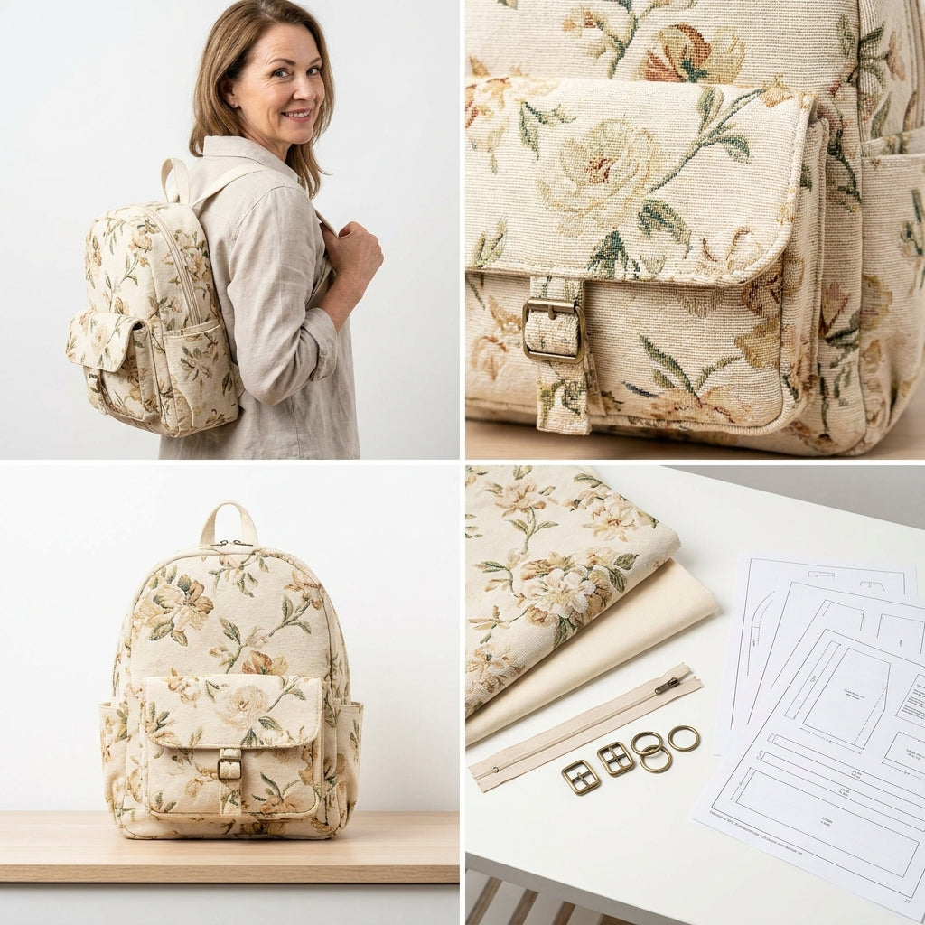 Backpack Sewing Pattern PDF | Rio Fully Lined Backpack Pattern with Video, Adjustable Strap Bag, 2 Versions, Intermediate, Instant Download