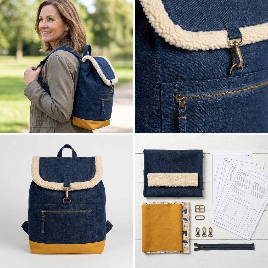 Backpack Sewing Pattern PDF | Rio Fully Lined Backpack Pattern with Video, Adjustable Strap Bag, 2 Versions, Intermediate, Instant Download