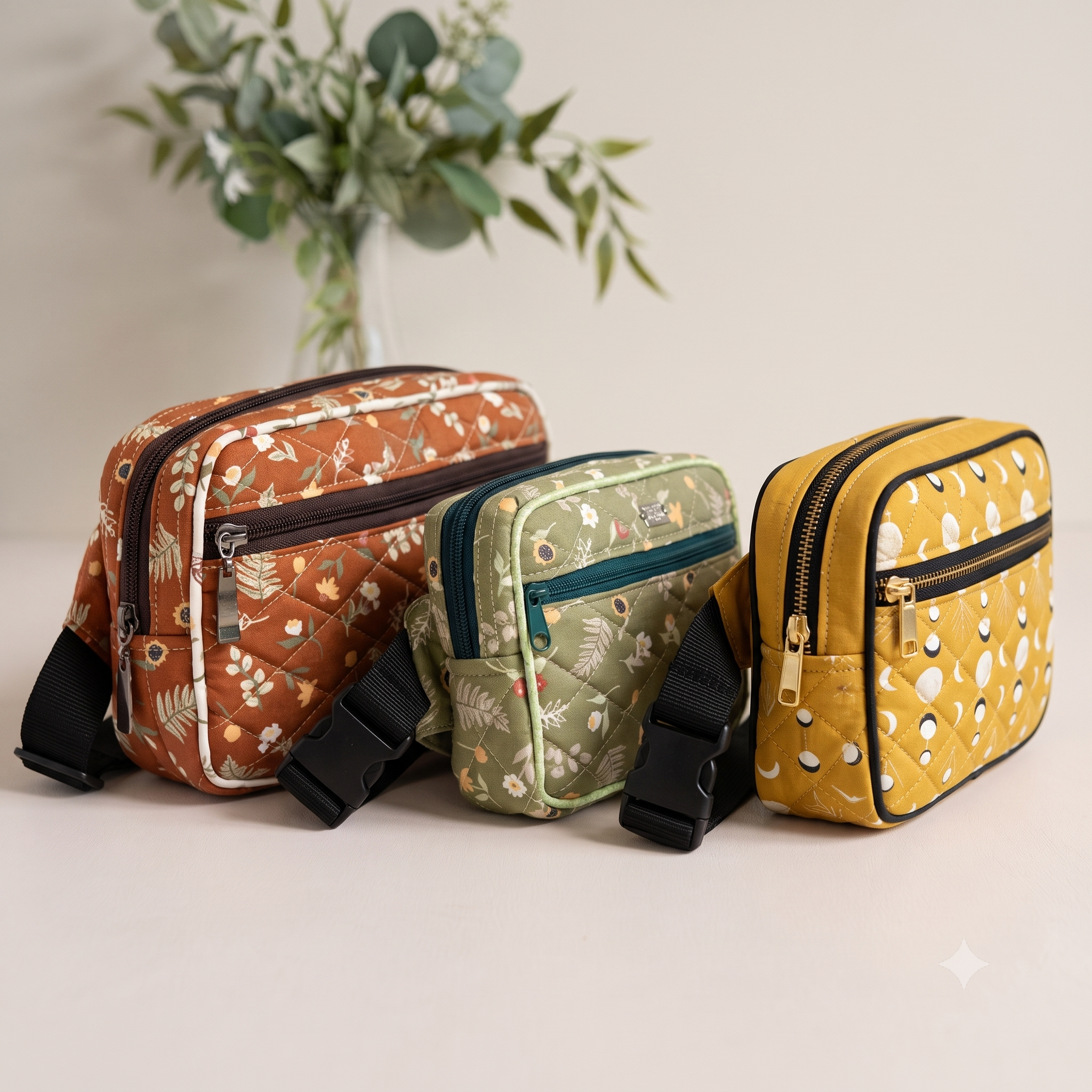 Belt Bag PDF Sewing Pattern, Quilted Bum Bag Pattern, 2 Sizes Fanny Pack Pattern, Adjustable Waist Bag Instant Download