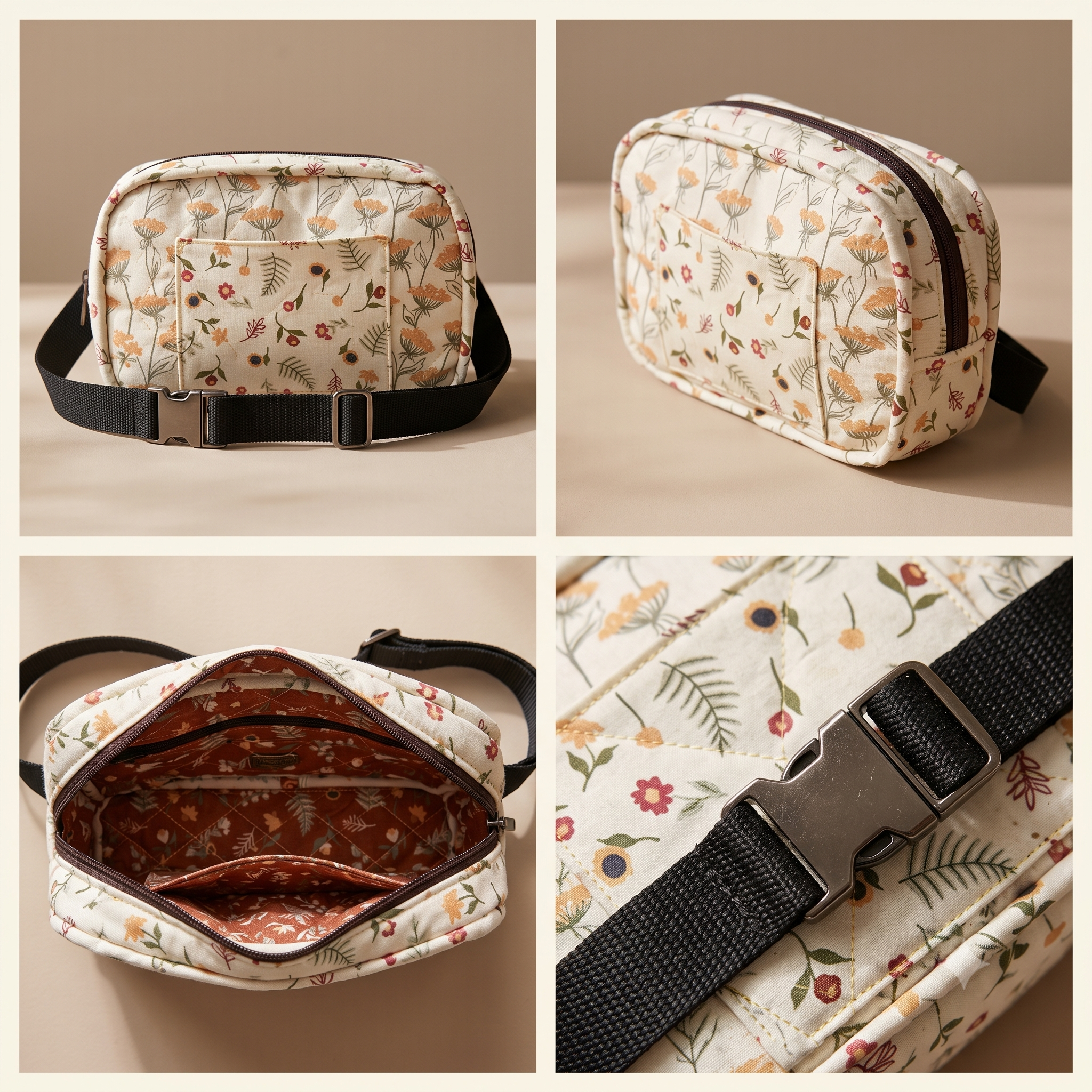 Belt Bag PDF Sewing Pattern, Quilted Bum Bag Pattern, 2 Sizes Fanny Pack Pattern, Adjustable Waist Bag Instant Download