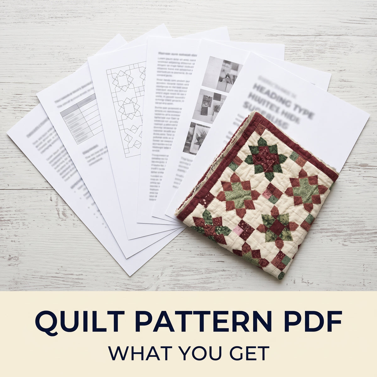 Burgundy and Sage Star Quilt Pattern PDF – 25 Eight-Point Stars with Sashing, Throw Size 50 x 60 in