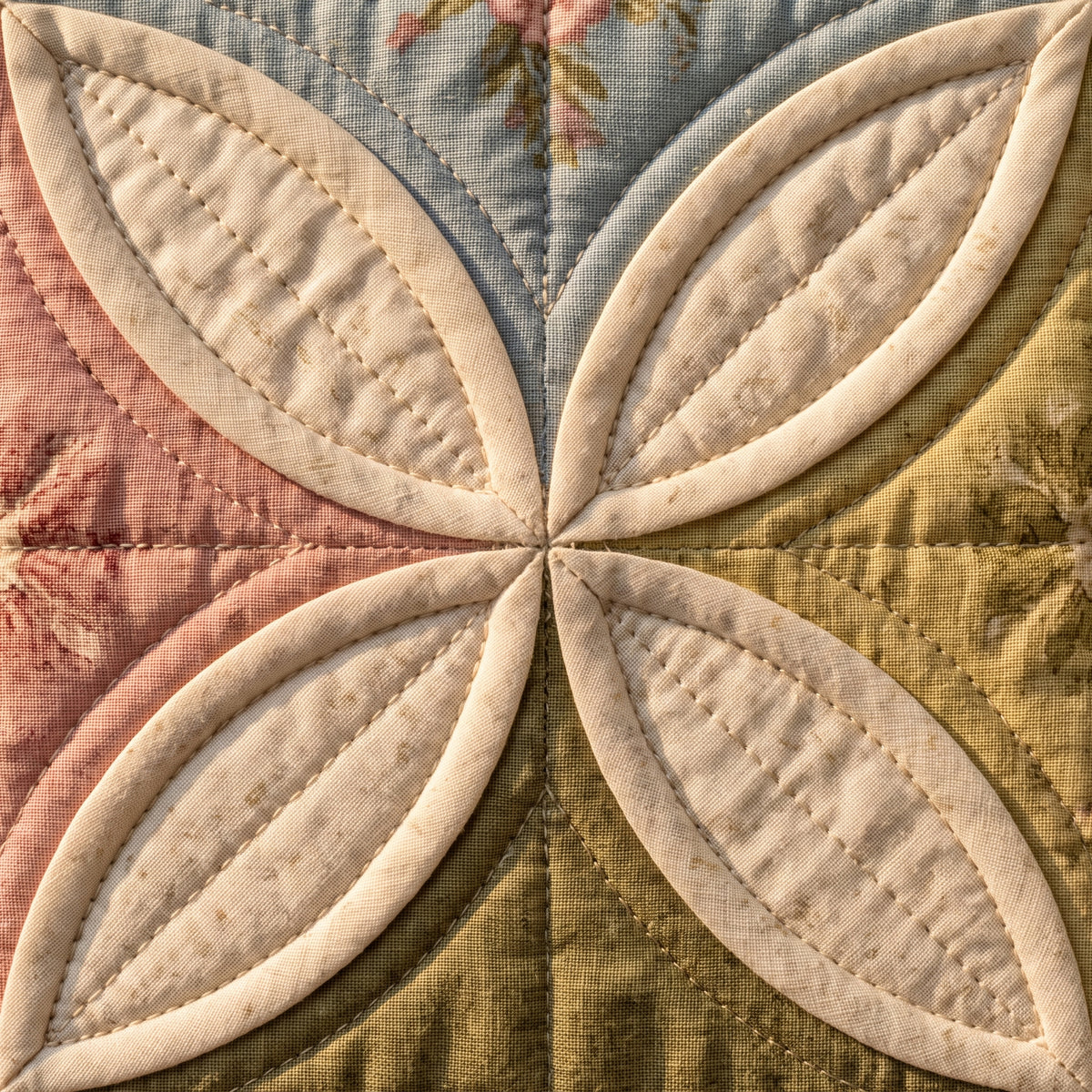 Cathedral Window Style Quilt Pattern PDF, Queen Coverlet, Appliqué