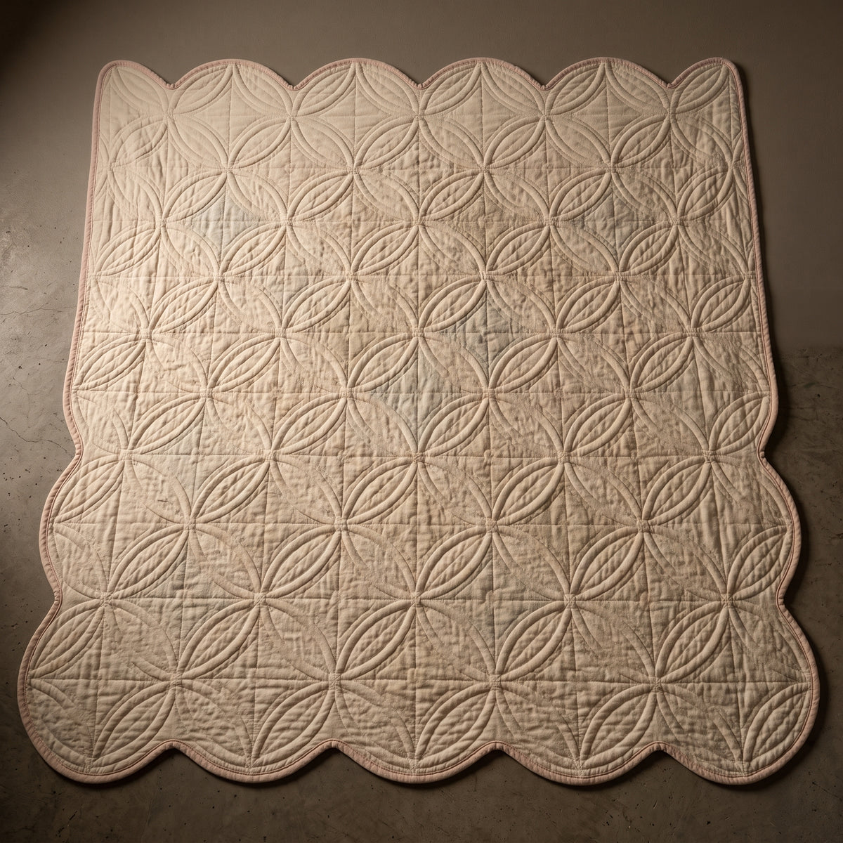 Cathedral Window Style Quilt Pattern PDF, Queen Coverlet, Appliqué