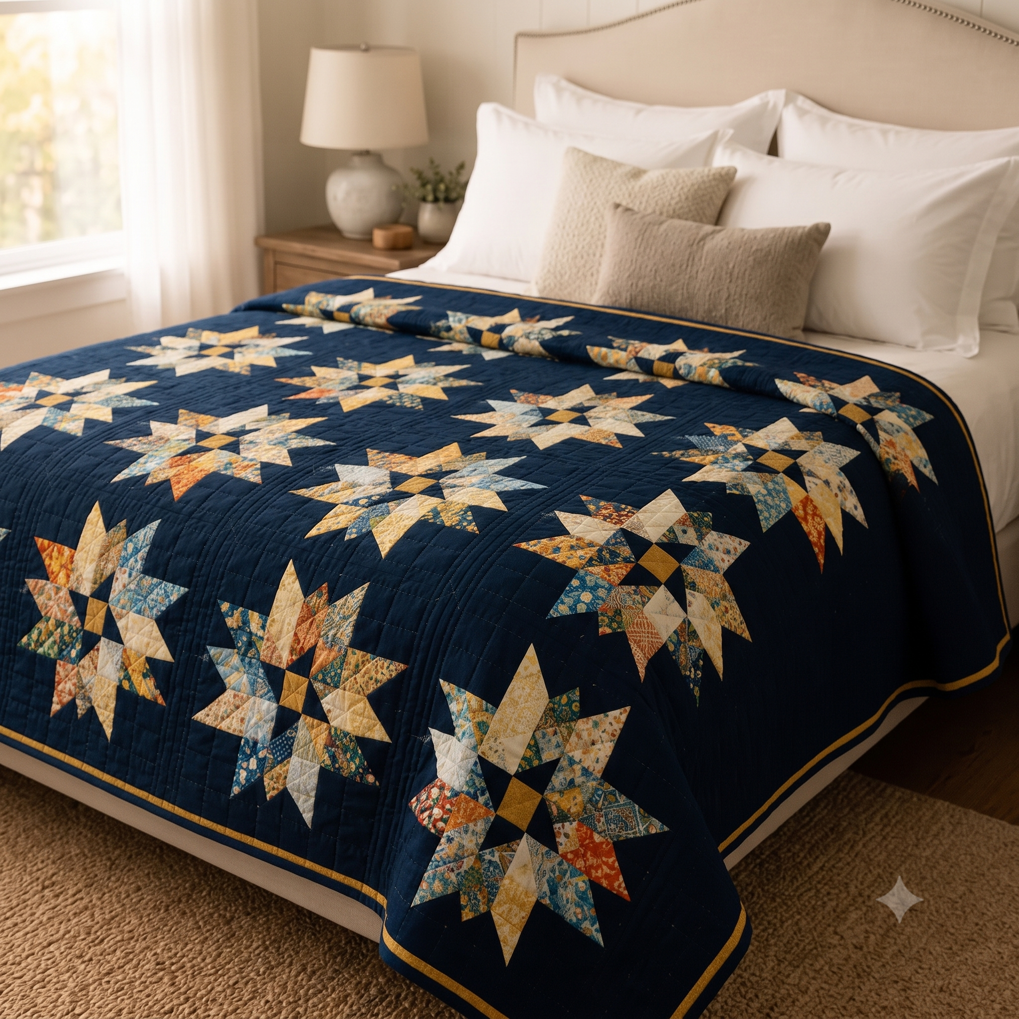 Celestial Stars Quilt Pattern PDF | Modern Star Quilt Pattern | Geometric Patchwork Quilt | Beginner Friendly | Instant Download