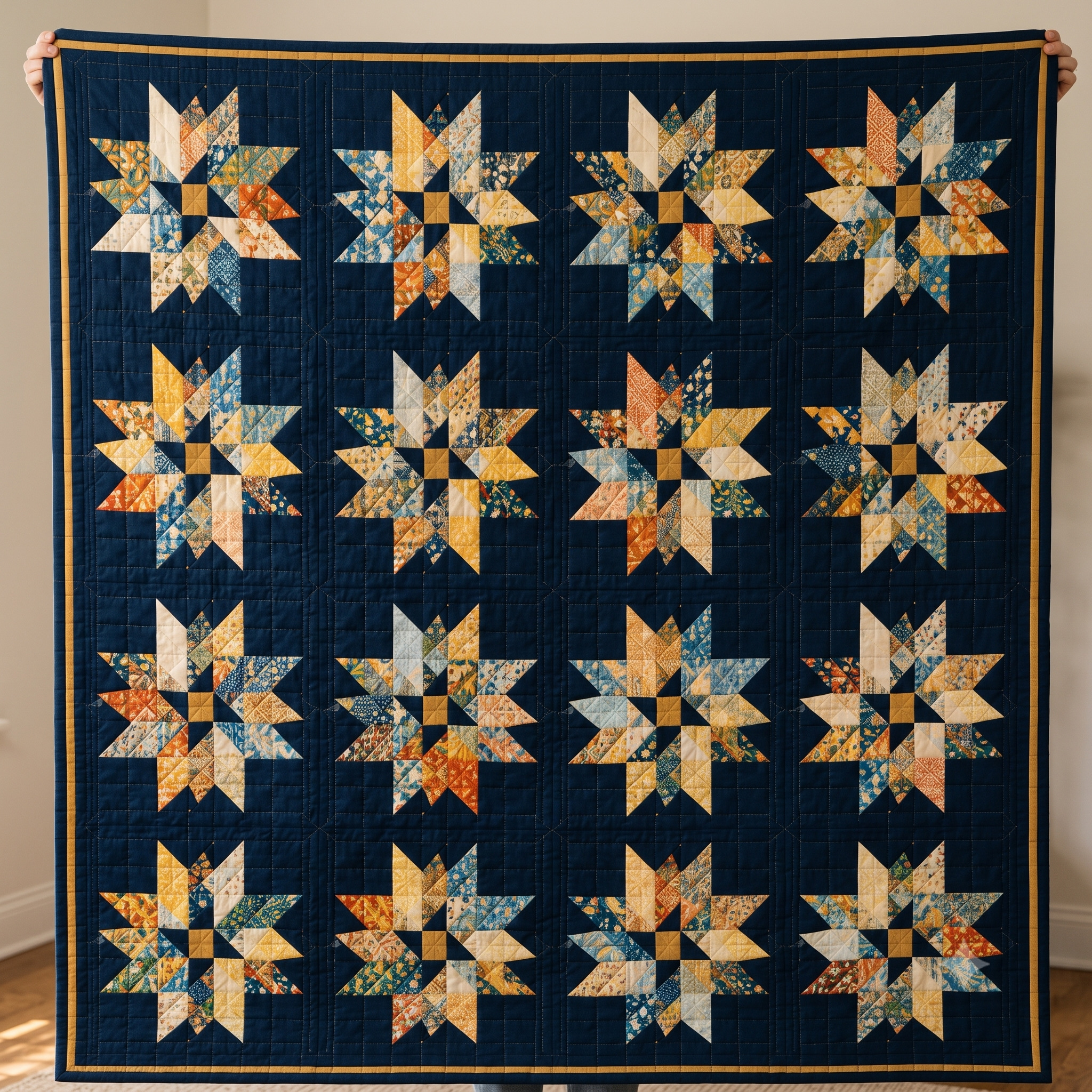 Celestial Stars Quilt Pattern PDF | Modern Star Quilt Pattern | Geometric Patchwork Quilt | Beginner Friendly | Instant Download