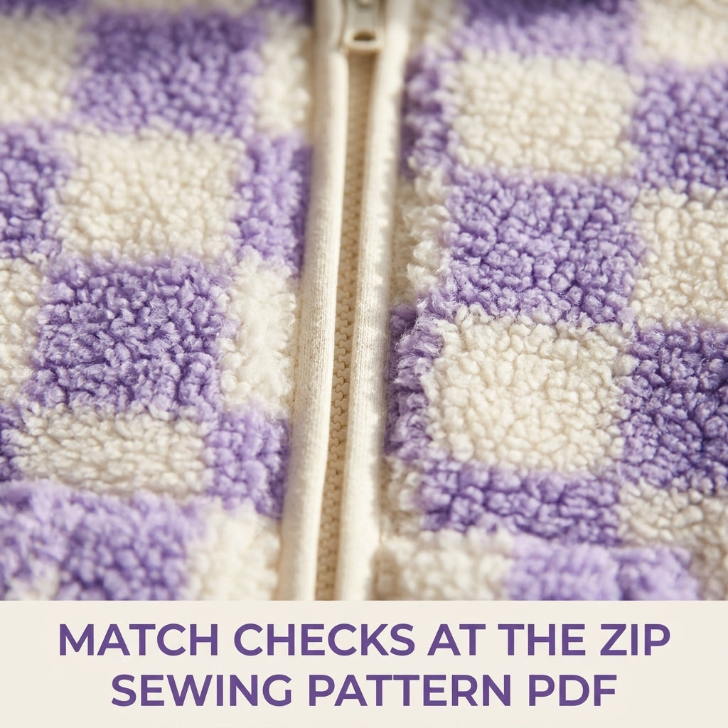 Kids Checkerboard Zip Hoodie Sewing Pattern PDF – Sherpa Hooded Jacket