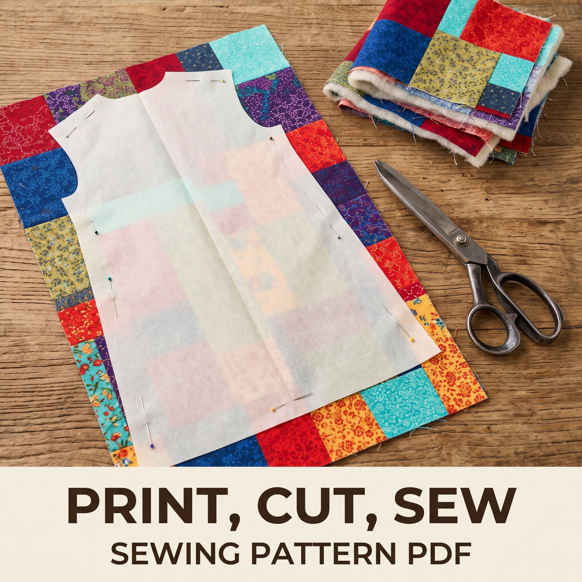 Child Patchwork Jacket Pattern, Colorful Scrap Coat for Girls and Boys, Lined, Instant Download PDF