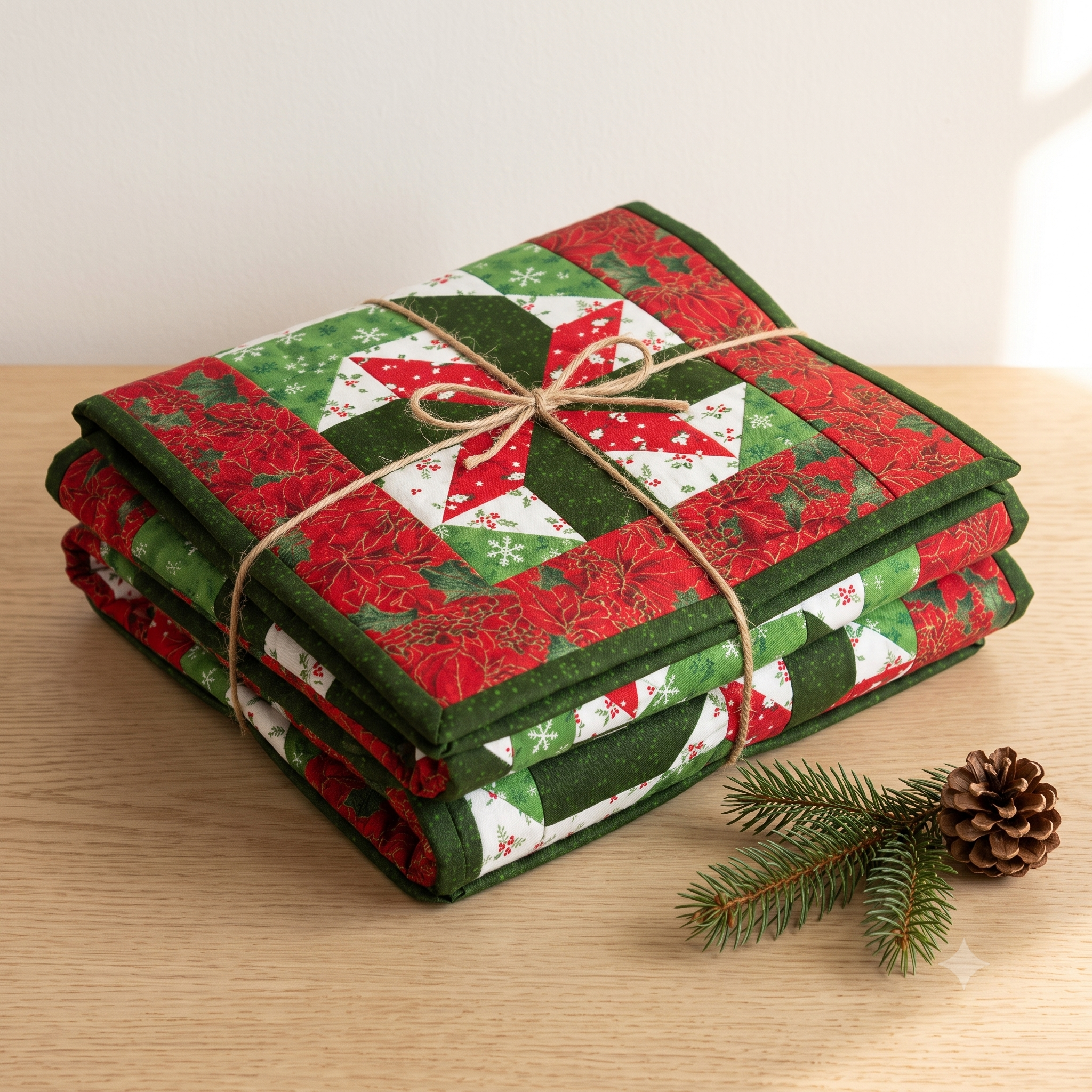 Christmas Star Table Runner Quilt Pattern PDF | 20 x 36 Holiday Patchwork | Wall Hanging | Instant Download