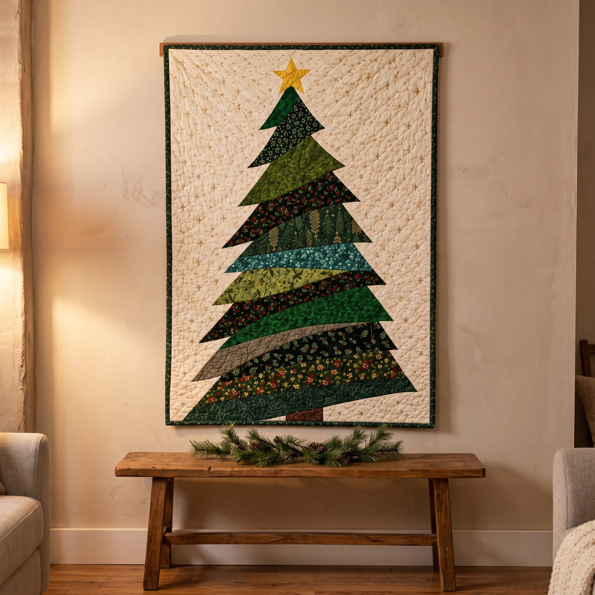 Christmas Tree Quilt Pattern PDF, Scrappy Holiday Wall Hanging, 32x48, Modern Christmas Quilt Pattern