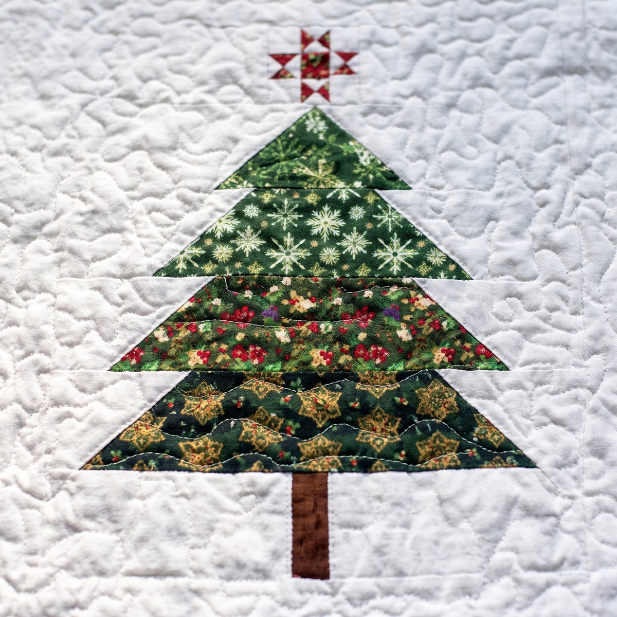 Christmas Tree Wall Quilt Pattern PDF, Pieced Pine Trees with Star Toppers, Holiday Wall Hanging and Lap Quilt, Beginner
