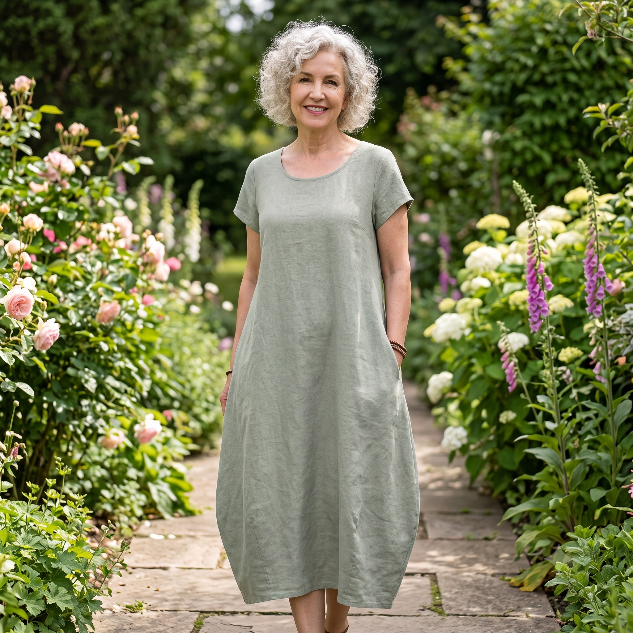 Cocoon Dress Sewing Pattern PDF | Katie Summer Dress Pattern for Women, Round Neck Dress with Pockets, Sizes S-5XL, Instant Download