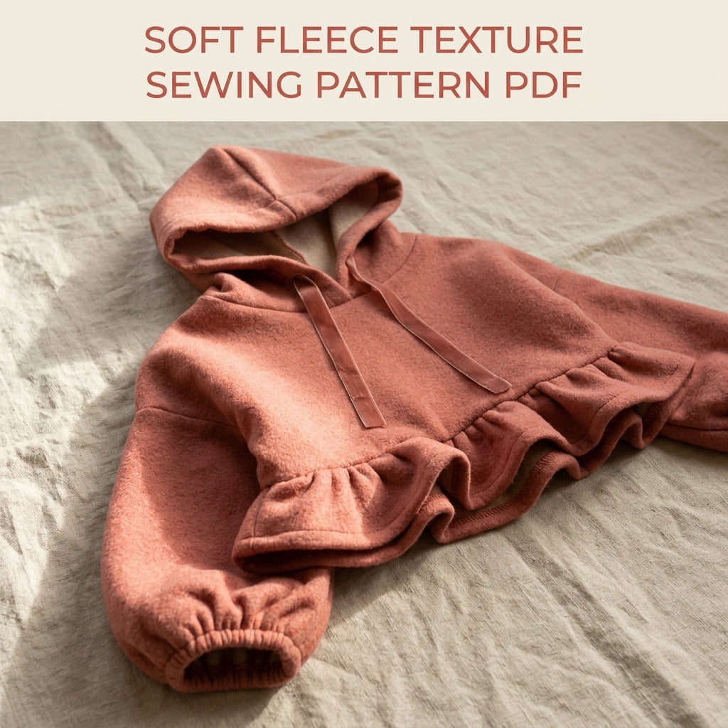Girls Ruffle Hem Fleece Hoodie Sewing Pattern PDF – Sherpa Lined Ruffle Sweatshirt