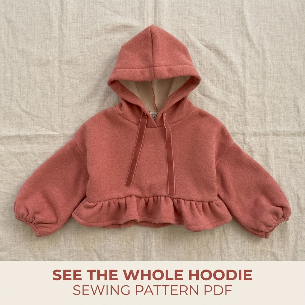 Girls Ruffle Hem Fleece Hoodie Sewing Pattern PDF – Sherpa Lined Ruffle Sweatshirt