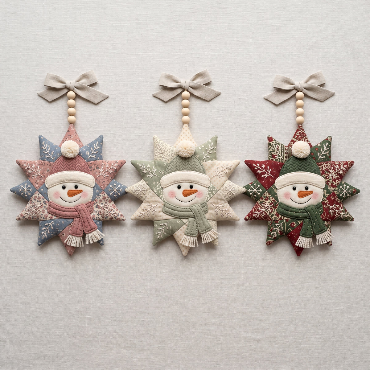 Snowman Door Hanger Sewing Pattern | Quilted Winter Star Wall Hanging, 18.5 inch | No Paper Piecing | 6 Colorways | PDF Download