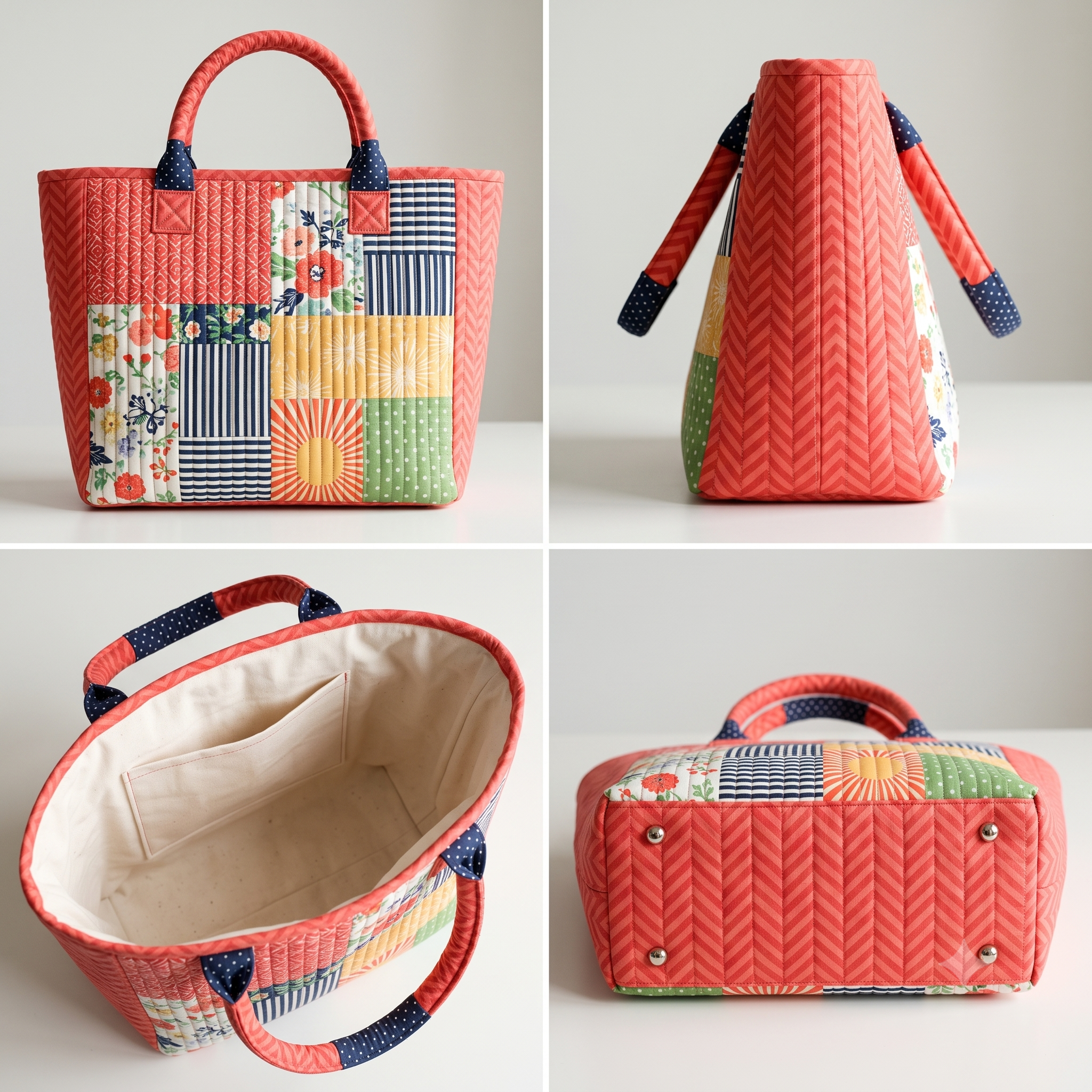 Craft Bag PDF Sewing Pattern | Large Quilted Project Tote with Rope Handles | Pieced or Single Fabric | Instant Download