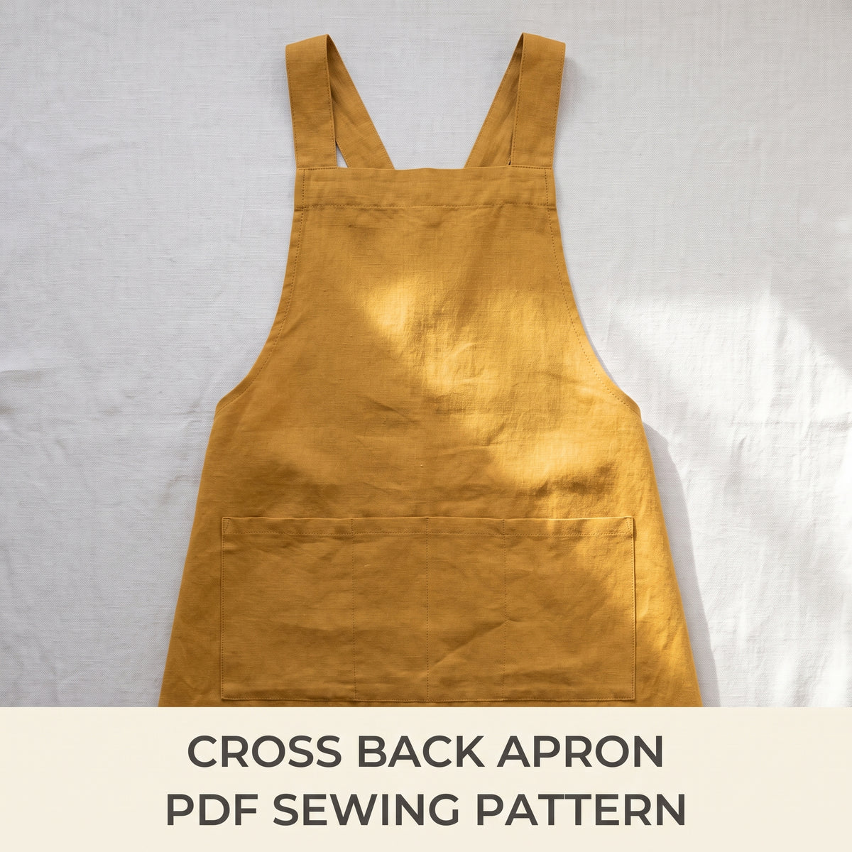 Cross Back Apron Sewing Pattern | Japanese Pinafore Apron, No Neck Strap | Deep Pockets | A0, A4 & US Letter | Instant PDF