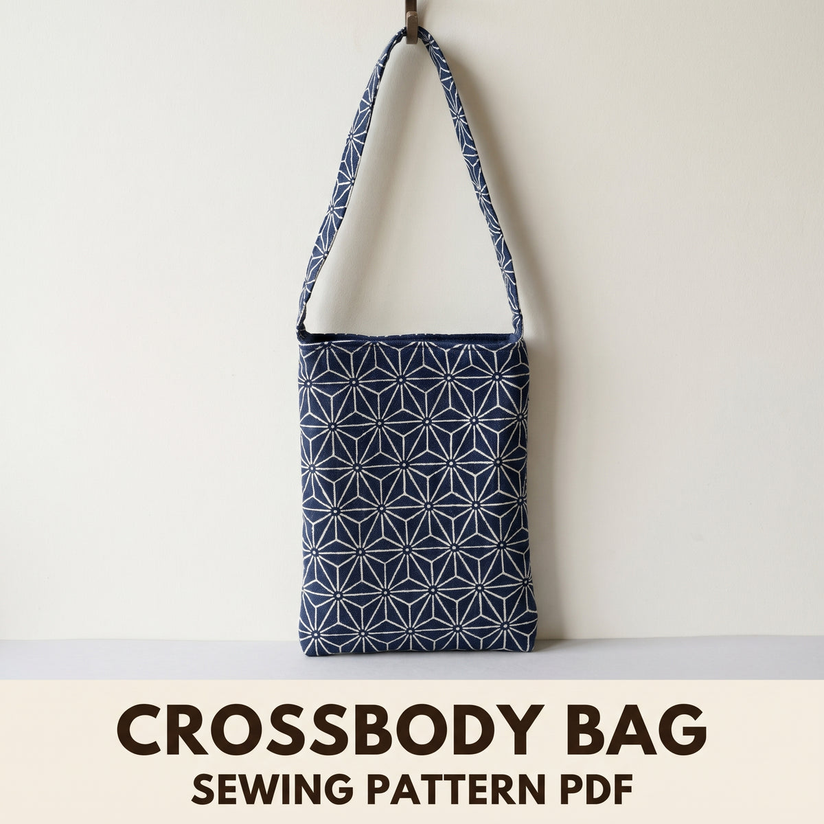 Crossbody Bag Sewing Pattern PDF, 4 Sizes Small to Extra Large, Square Bottom Fabric Bag with Magnetic Clasp