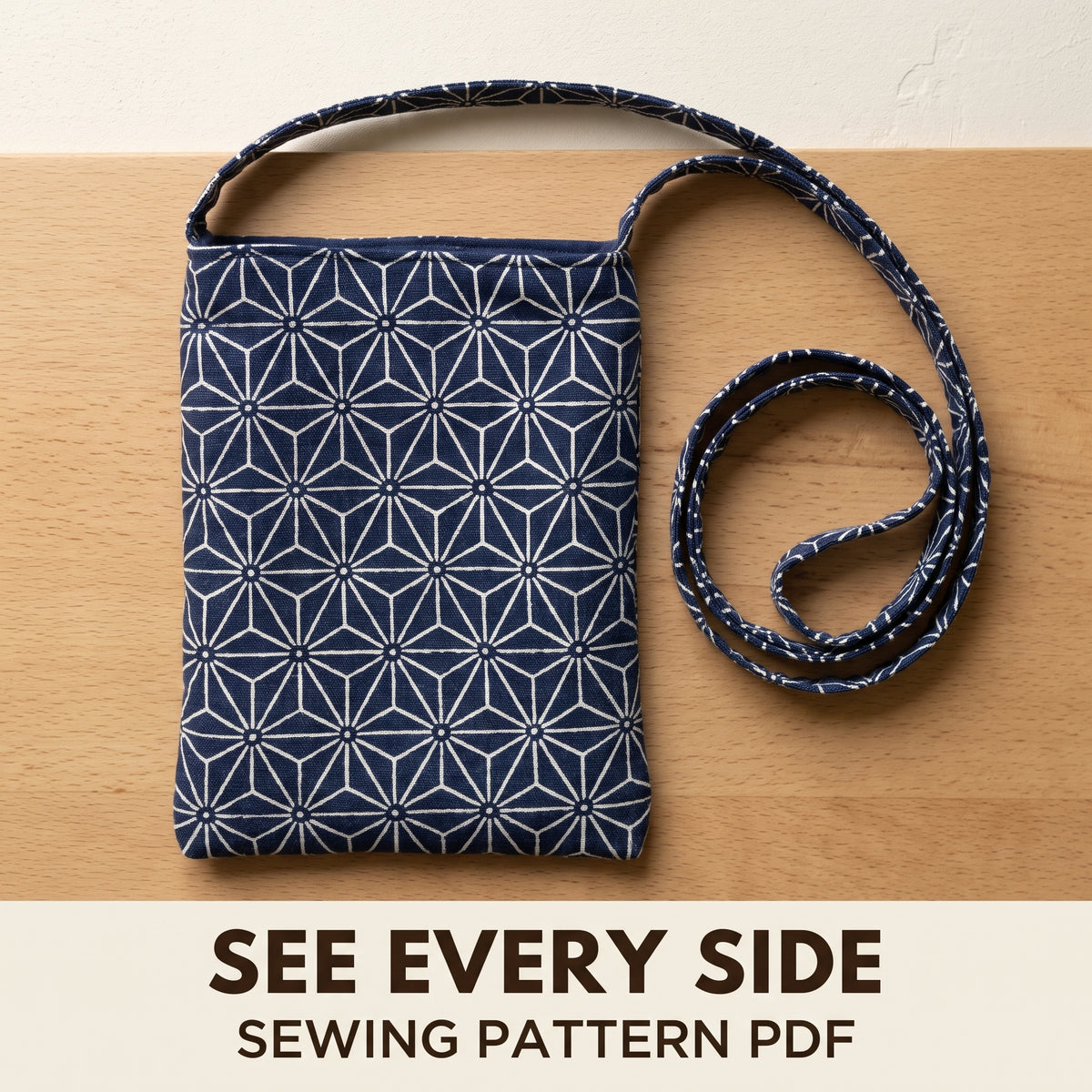 Crossbody Bag Sewing Pattern PDF, 4 Sizes Small to Extra Large, Square Bottom Fabric Bag with Magnetic Clasp