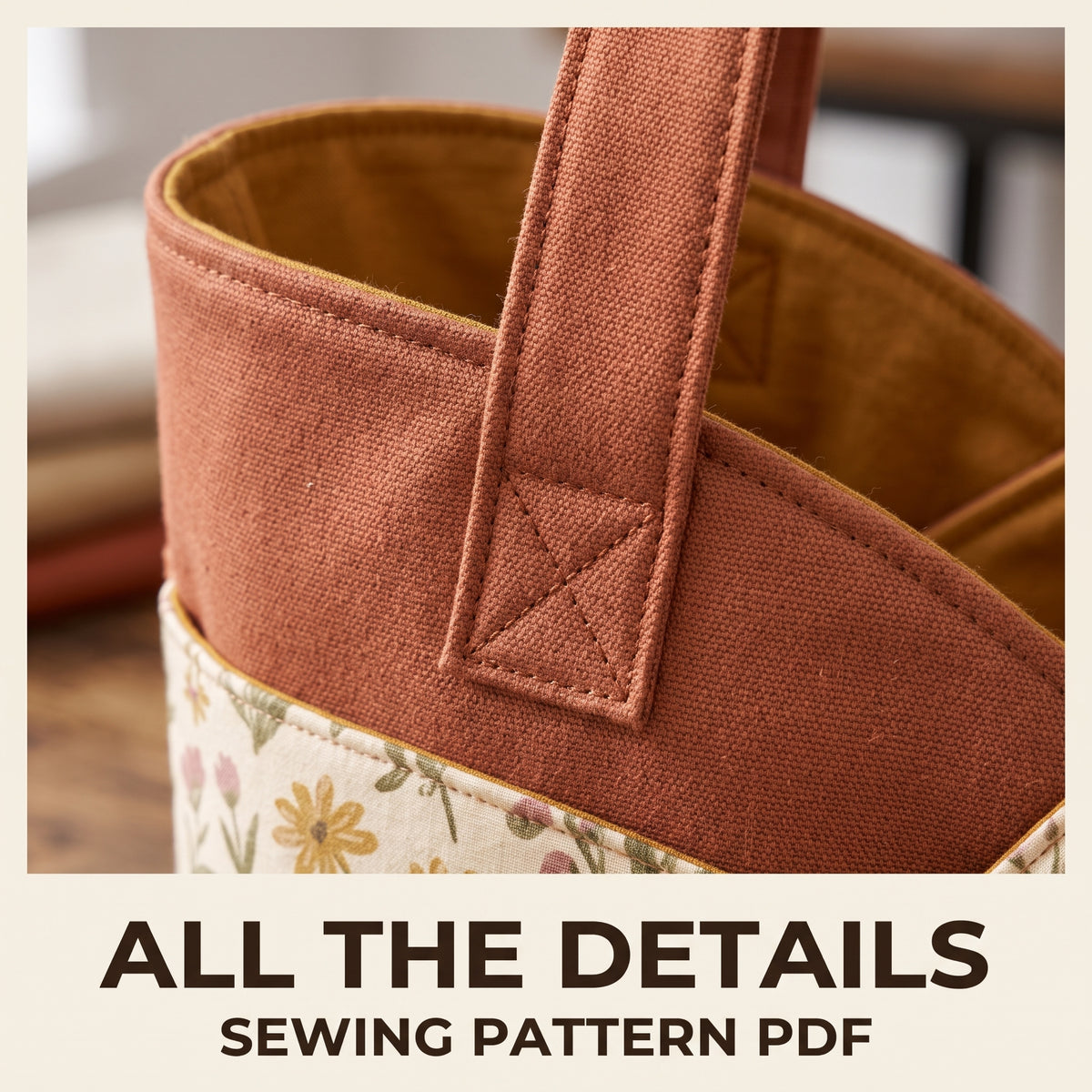 Curved Tote Bag Sewing Pattern PDF, Unique Rounded Front Panel Tote with Lining and Pocket, Beginner Friendly