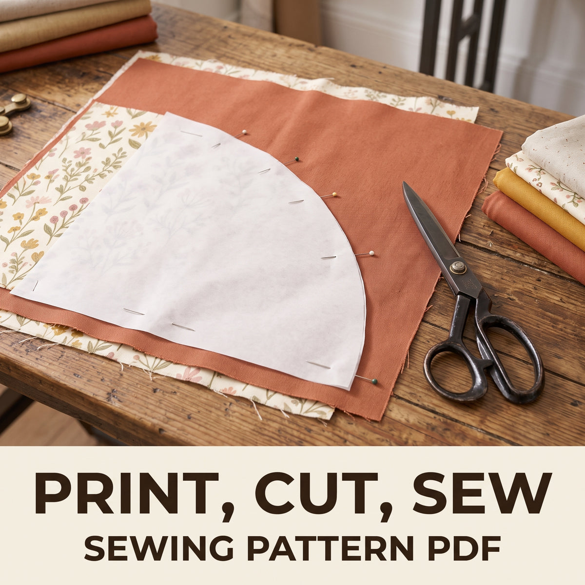 Curved Tote Bag Sewing Pattern PDF, Unique Rounded Front Panel Tote with Lining and Pocket, Beginner Friendly
