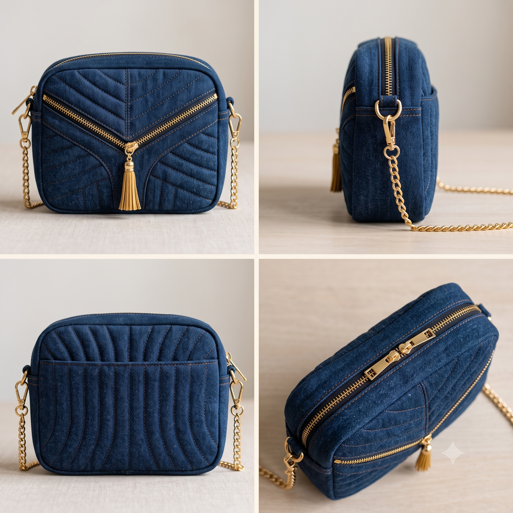 Quilted Denim Crossbody Bag Pattern PDF | Denim Bag Sewing Pattern with Video Tutorial
