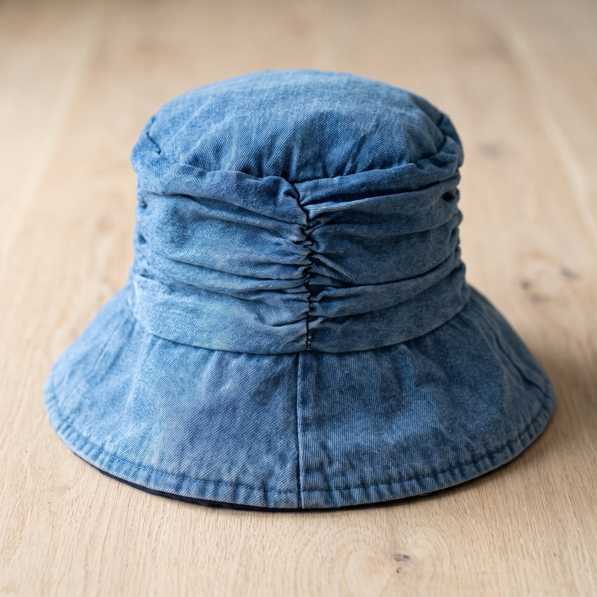 Denim Bucket Hat Pattern, Upcycled Jeans Sun Hat with Ruched Band and Lining, Beginner Sewing Project, PDF