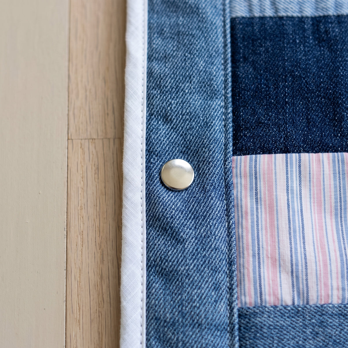 Denim Patchwork Jacket Pattern PDF - Boxy Quilted Jacket from Recycled Jeans - Bound Edges, Snaps, Patch Pockets - Sizes XS to 4XL