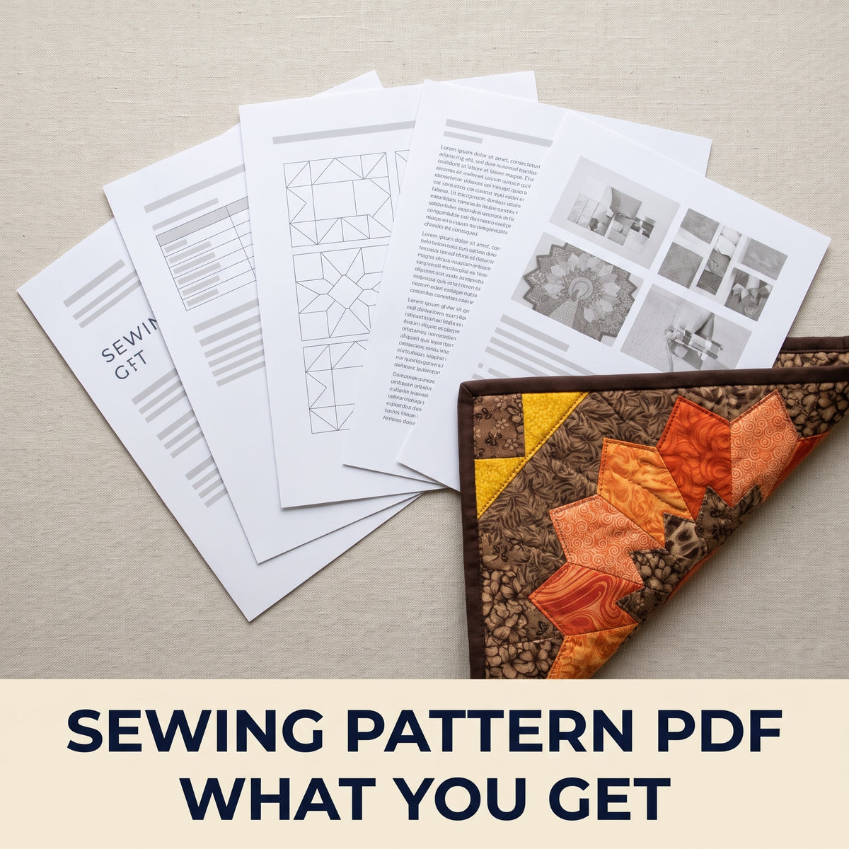 Dresden Turkey Table Topper Sewing Pattern PDF – 21 inch Round Thanksgiving Centrepiece