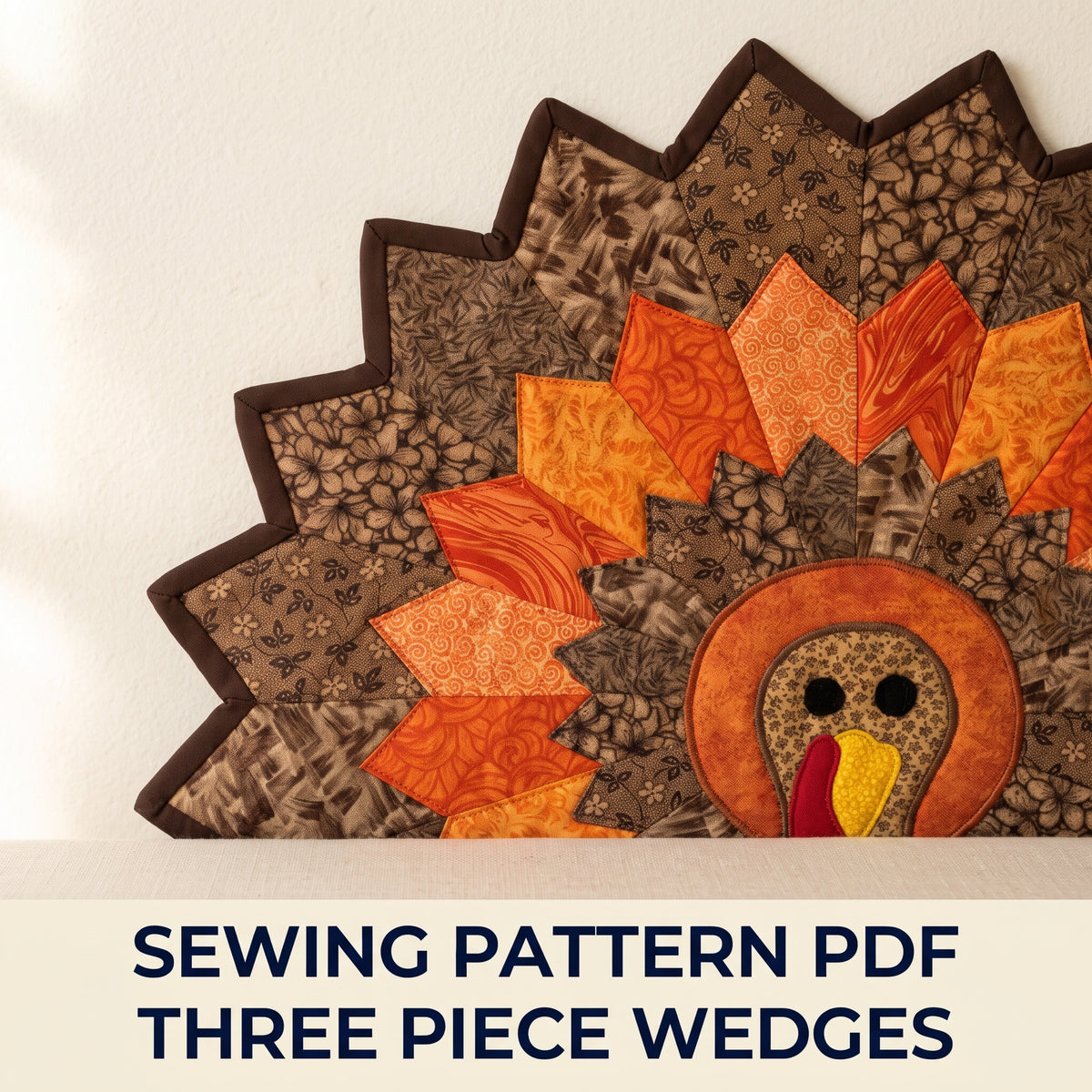 Dresden Turkey Table Topper Sewing Pattern PDF – 21 inch Round Thanksgiving Centrepiece