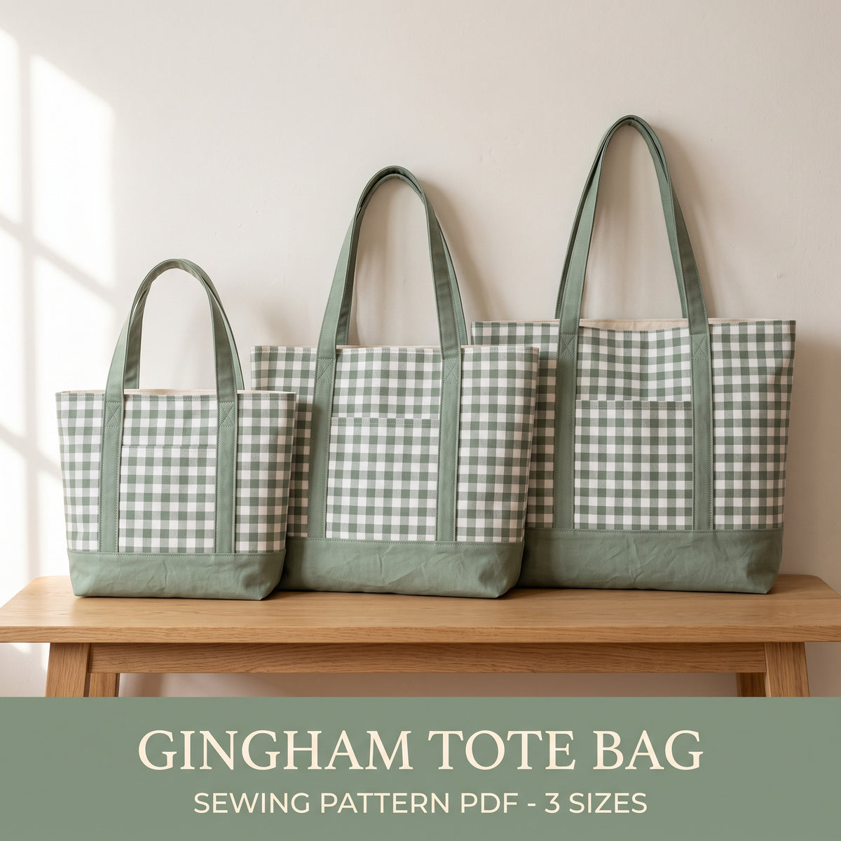 Easy Tote Bag Sewing Pattern, Mini Lunch Bag to Large Market Tote, 3 Sizes PDF, A4 US Letter A0