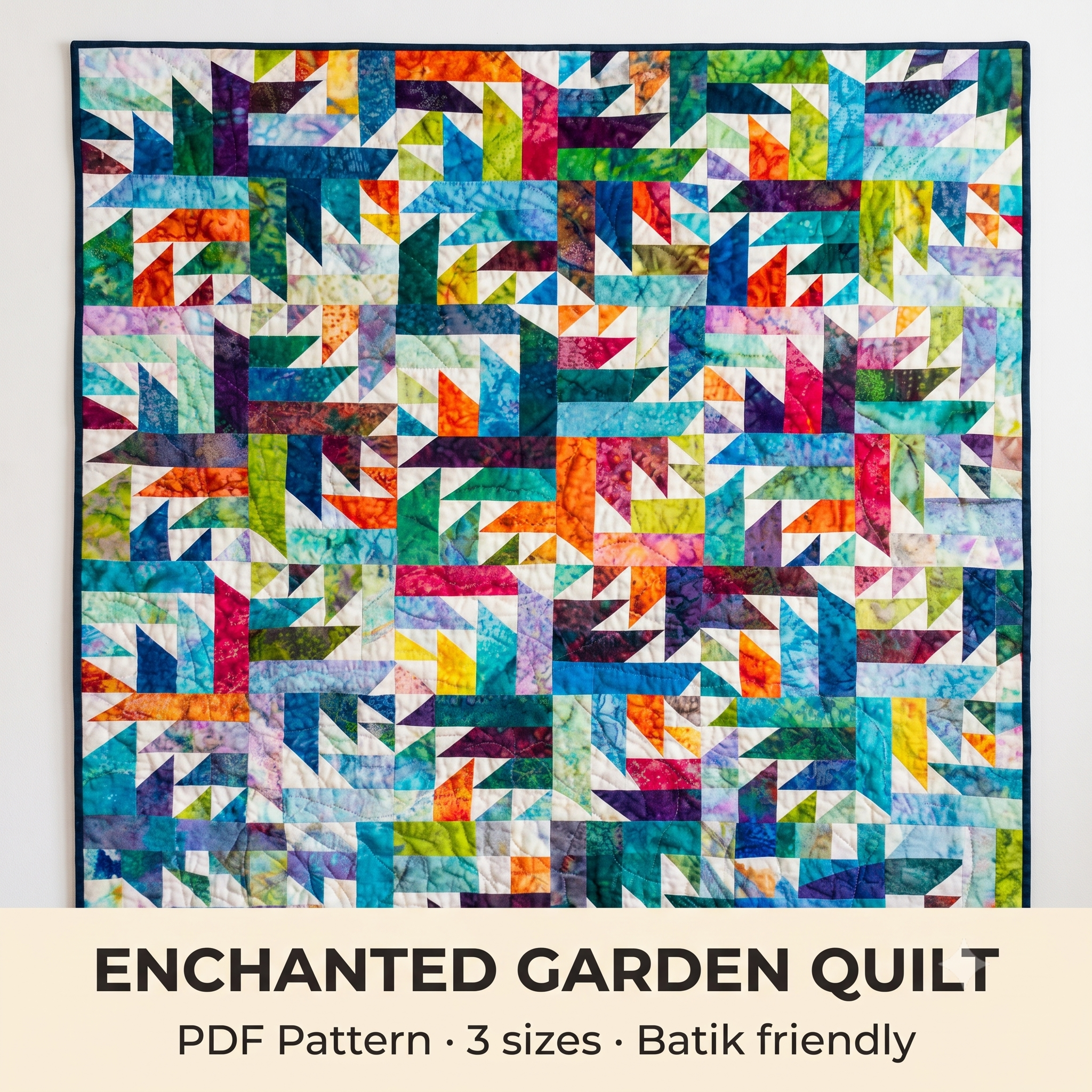 Enchanted Garden Quilt Pattern PDF | Modern Batik Quilt | Throw to King | Instant Download