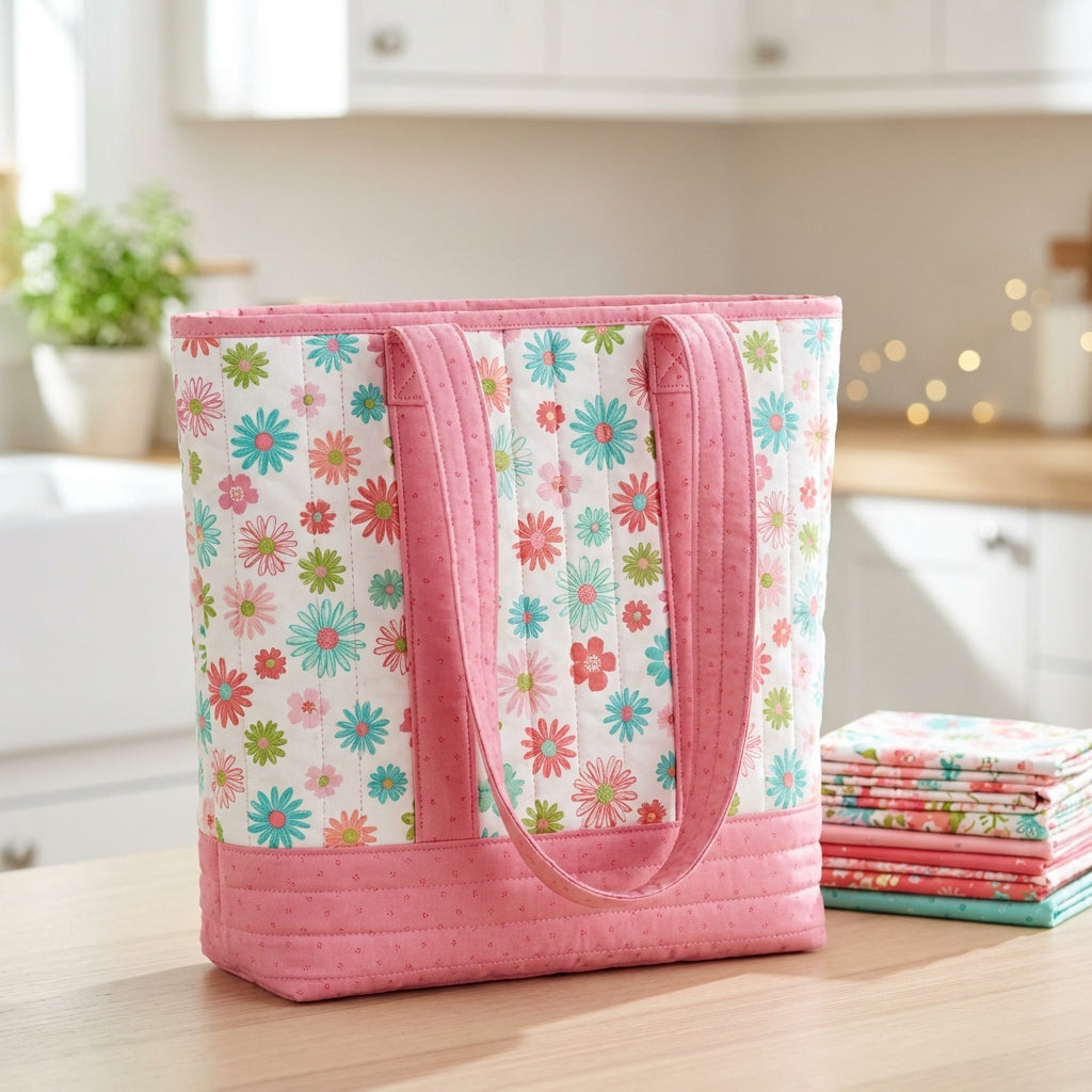 Quilted Tote Bag PDF Sewing Pattern | 3 Sizes Beginner Bag Pattern | No Zipper No Hardware Market Tote | Instant Download