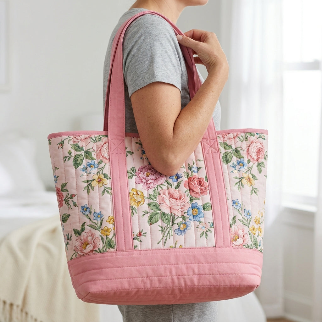 Quilted Tote Bag PDF Sewing Pattern | 3 Sizes Beginner Bag Pattern | No Zipper No Hardware Market Tote | Instant Download