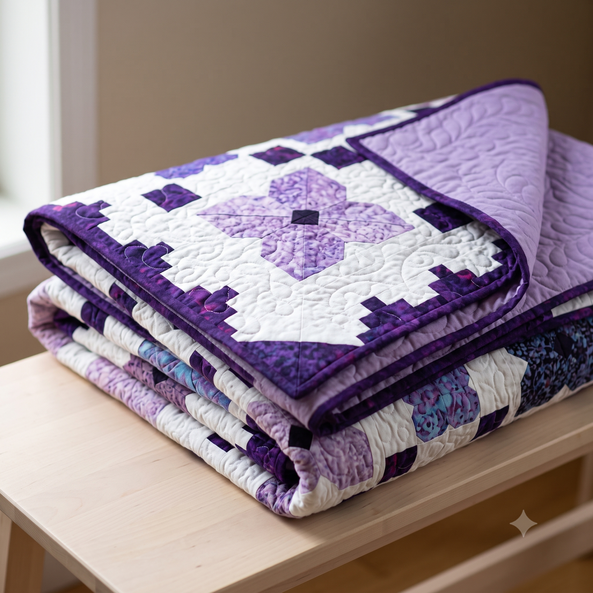 Flower Quilt Pattern PDF | Layer Cake Quilt with Lace Style Border | 60 x 80 inch Throw | Intermediate Quilting Pattern | Instant Download