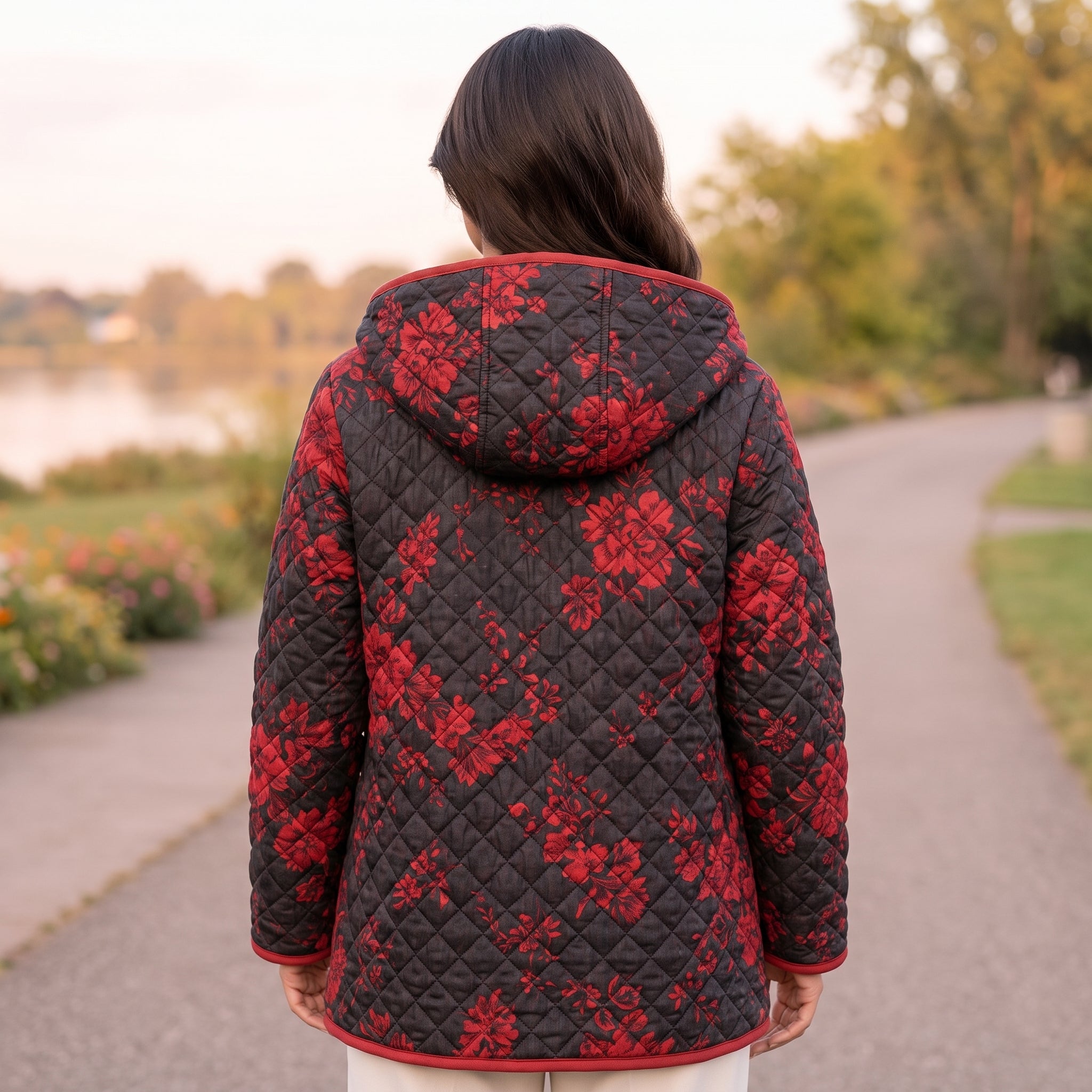 Quilted Hooded Jacket Sewing Pattern | Zip Front Jacket with Piping & Patch Pockets | Sizes XXS-4XL | A4, US Letter & A0 PDF