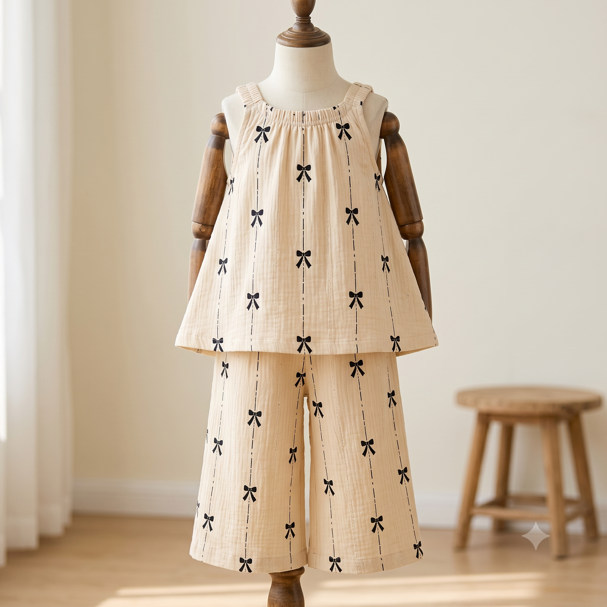 Girls Summer Outfit Sewing Tutorial PDF | Swing Top and Wide Leg Pants Set Size 5 | Beginner Kids Sewing | Instant Download