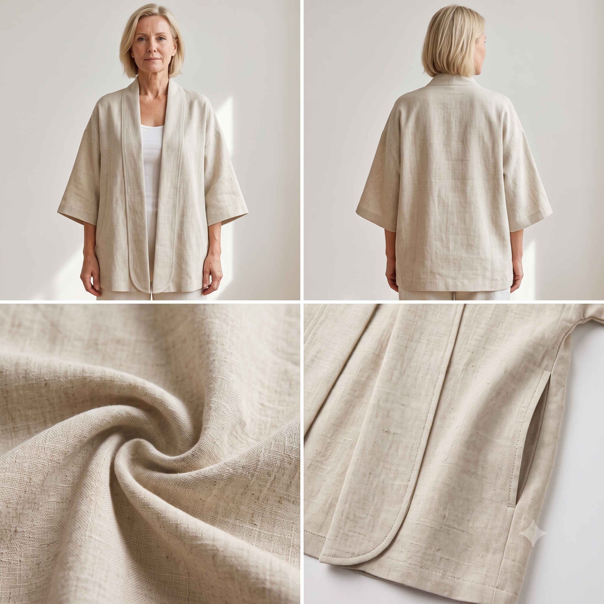 Women's Kimono Shirt Sewing Pattern PDF, Oversized Half Sleeve Top, Kimono Jacket, Relaxed Linen Shirt, Beginner Friendly, Sizes XXS–5XL