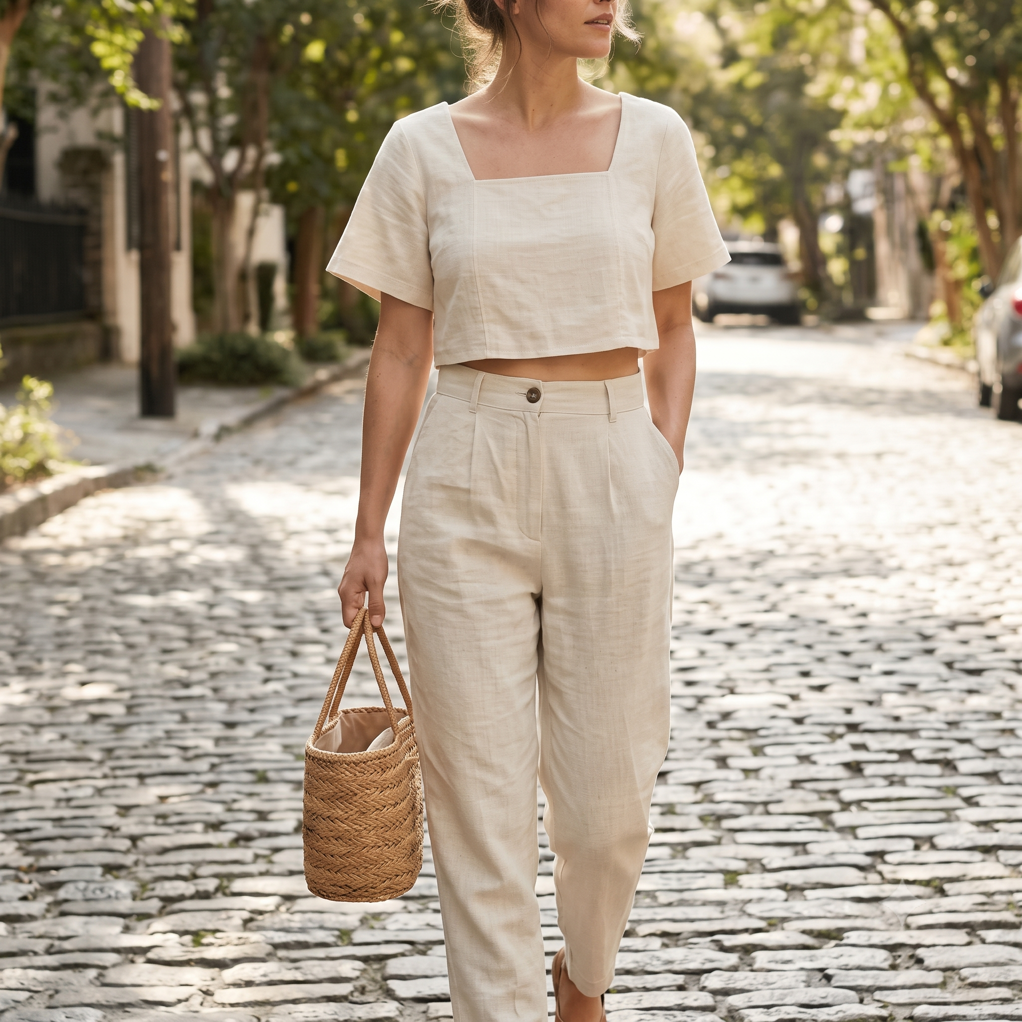 Square neck crop top sewing sattern pdf, Linen Top Pattern Women, Summer Blouse Pattern, Minimalist Top XS XXL, US 0-22