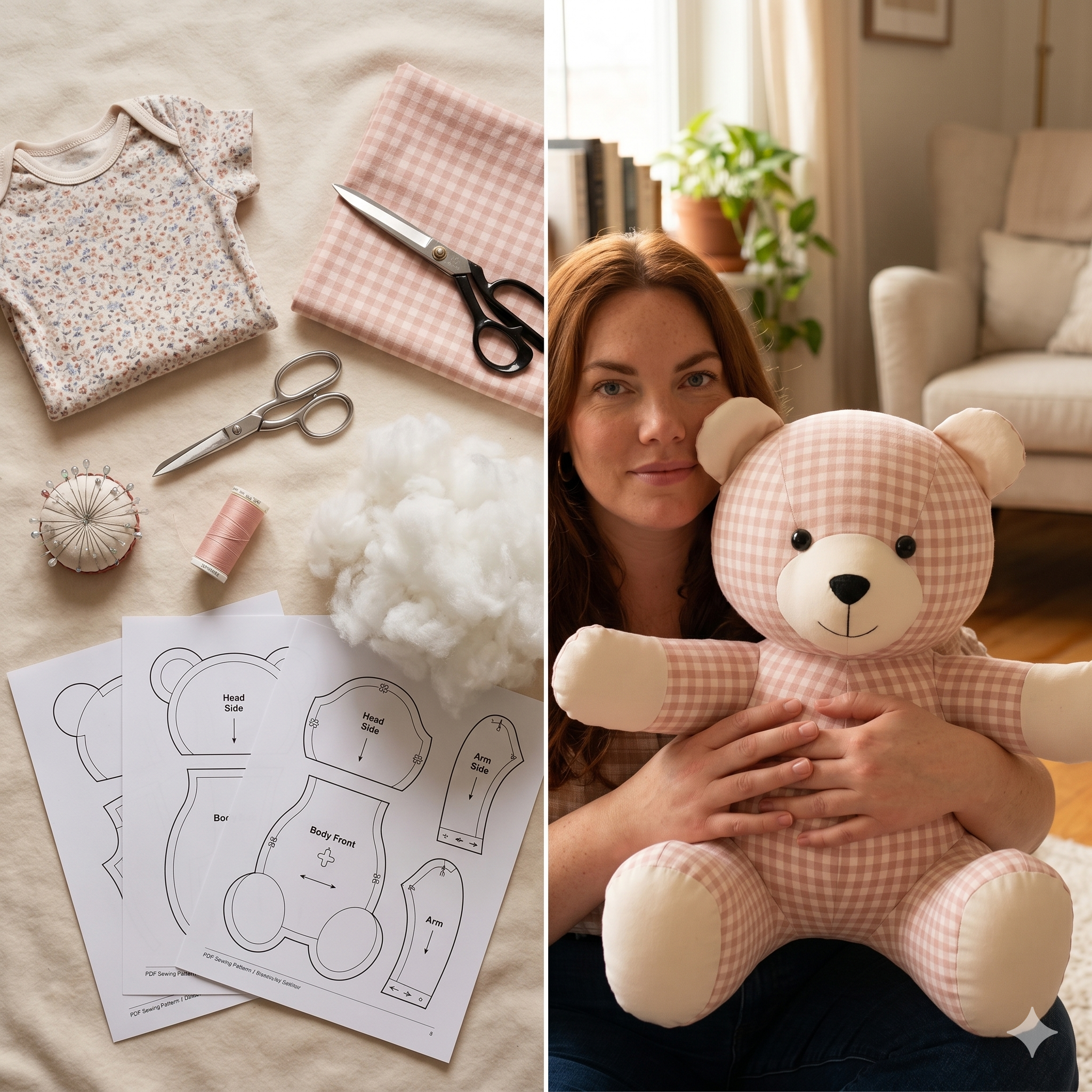 Memory Bear Sewing Pattern PDF | Keepsake Teddy Bear from Clothes