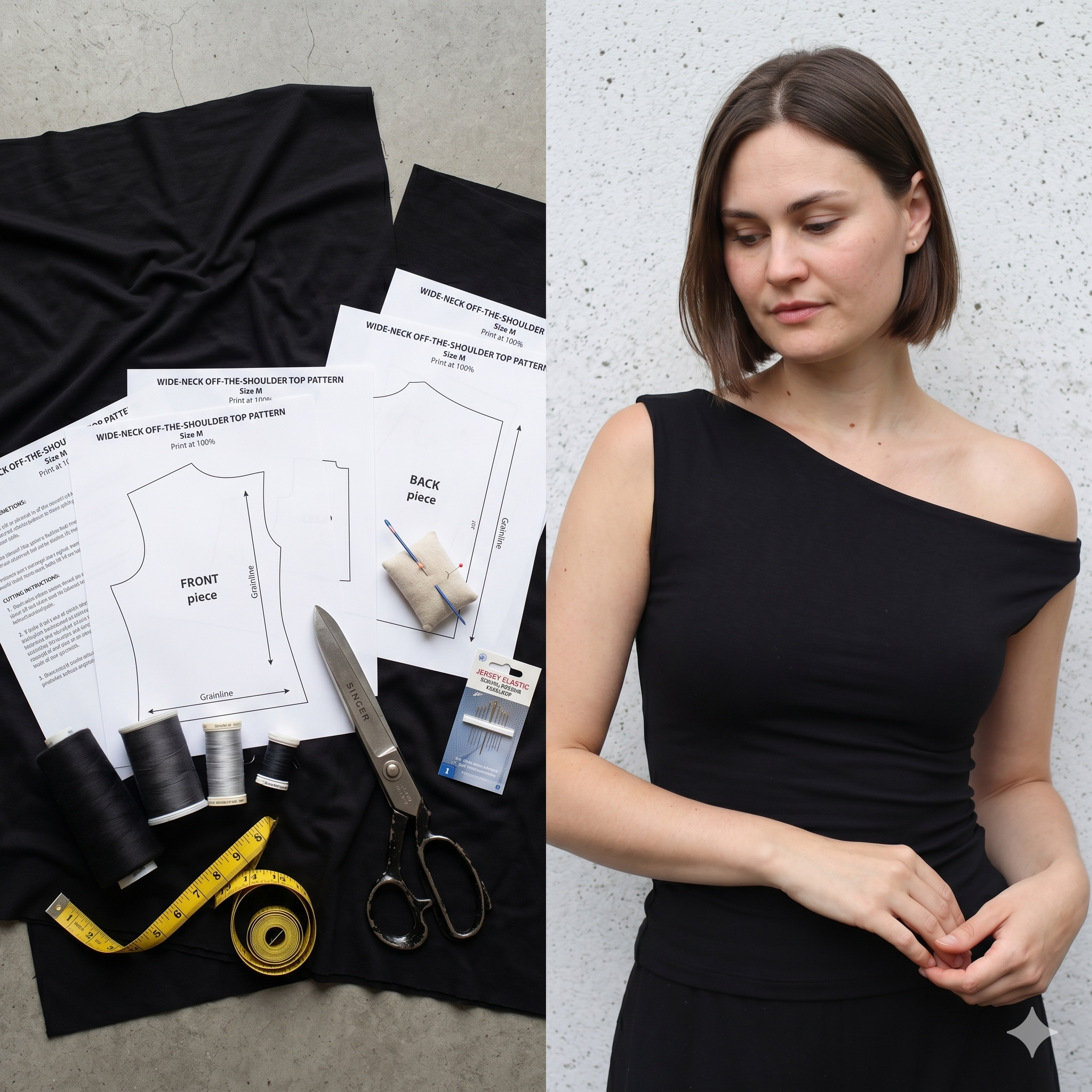 Asymmetrical One-Shoulder Top — Sewing Pattern (PDF) | Reversible Knit Top
