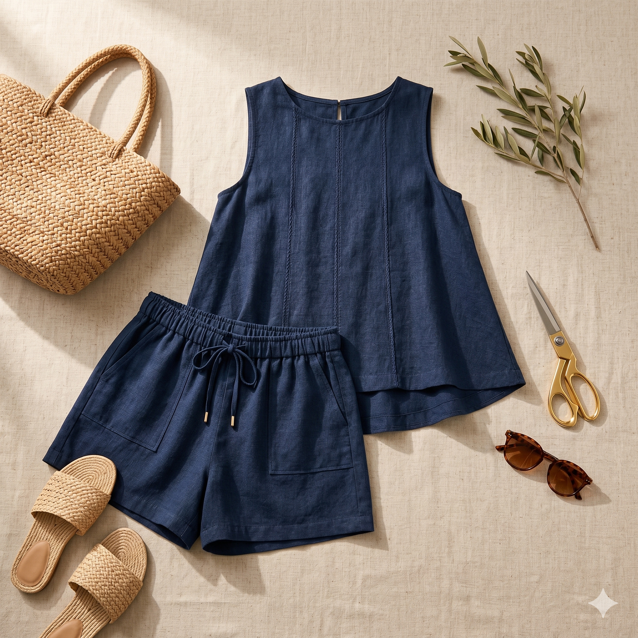 Sleeveless Top & Shorts Sewing Pattern | Linen Summer Co Ord Set (Digital Download)