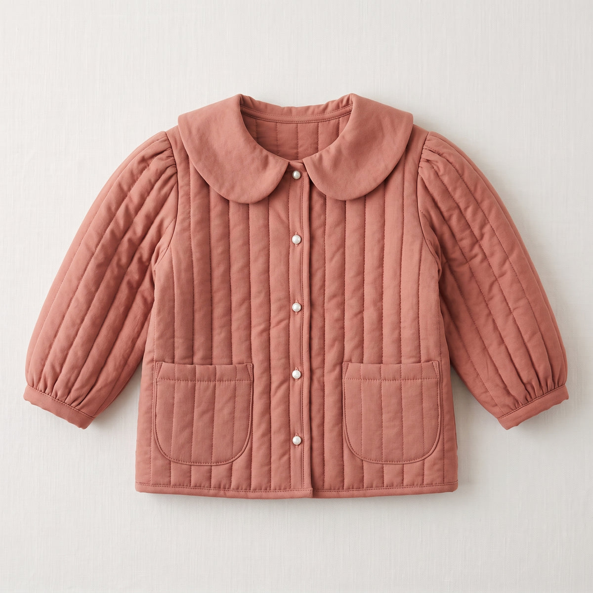 Girls Quilted Jacket Sewing Pattern | Peter Pan Collar & Puff Sleeves | 9 Sizes 6M to 10Y | A0, A4 & US Letter Layered PDF
