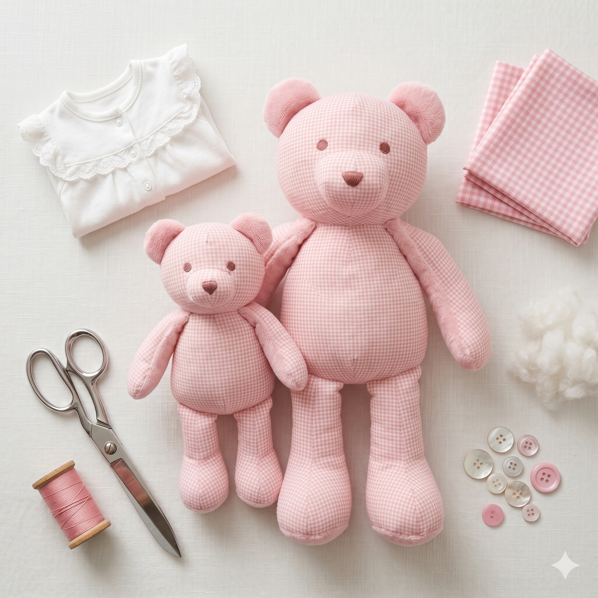 Memory Teddy Bear 5 sizes PDF Pattern + Video sewing for beginners, easy DIY gift