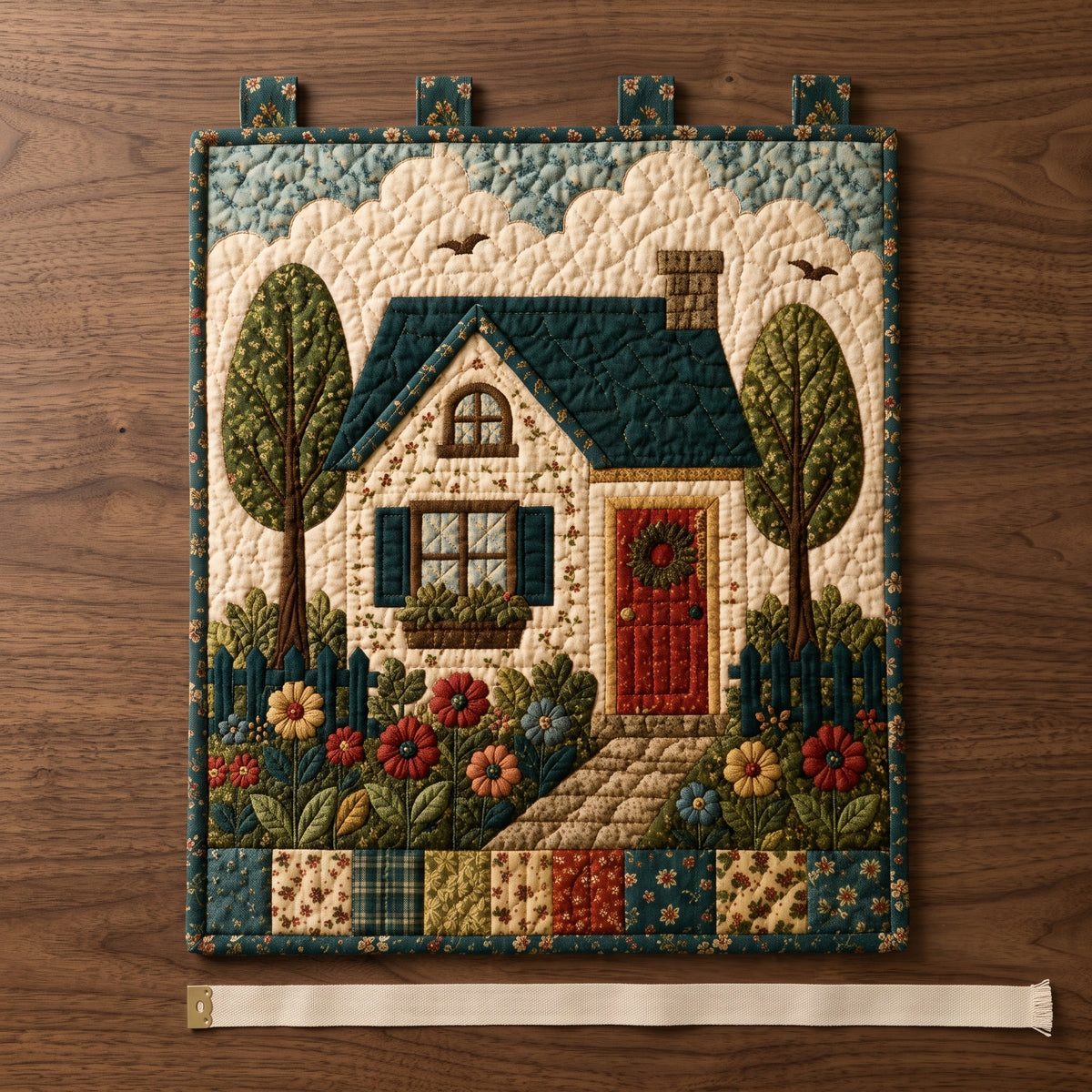 Cottage Quilt Pattern PDF, Applique Wall Hanging, Scrap Friendly