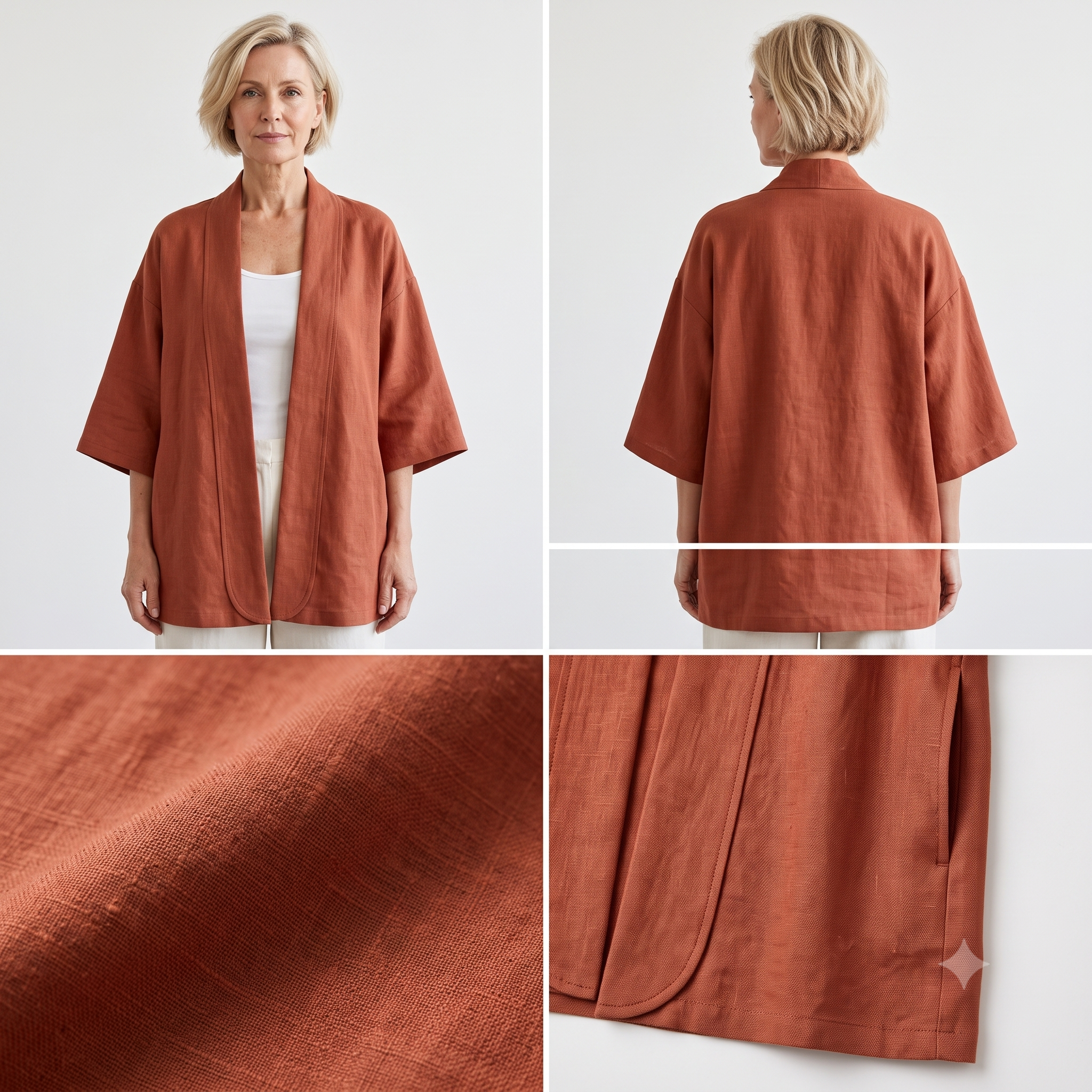 Women's Kimono Shirt Sewing Pattern PDF, Oversized Half Sleeve Top, Kimono Jacket, Relaxed Linen Shirt, Beginner Friendly, Sizes XXS–5XL